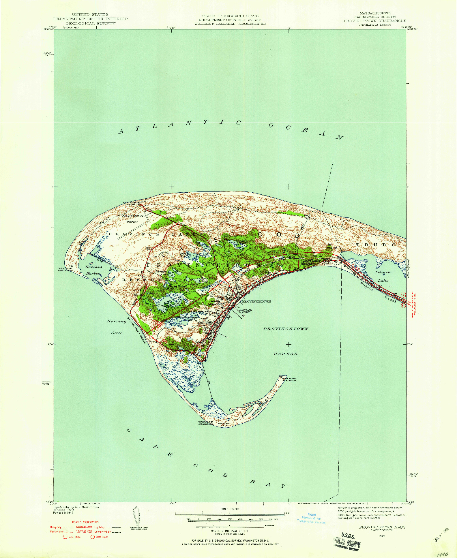 USGS 1:24000-SCALE QUADRANGLE FOR PROVINCETOWN, MA 1949