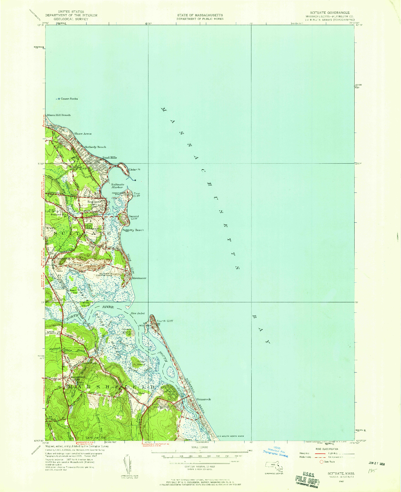 USGS 1:24000-SCALE QUADRANGLE FOR SCITUATE, MA 1947