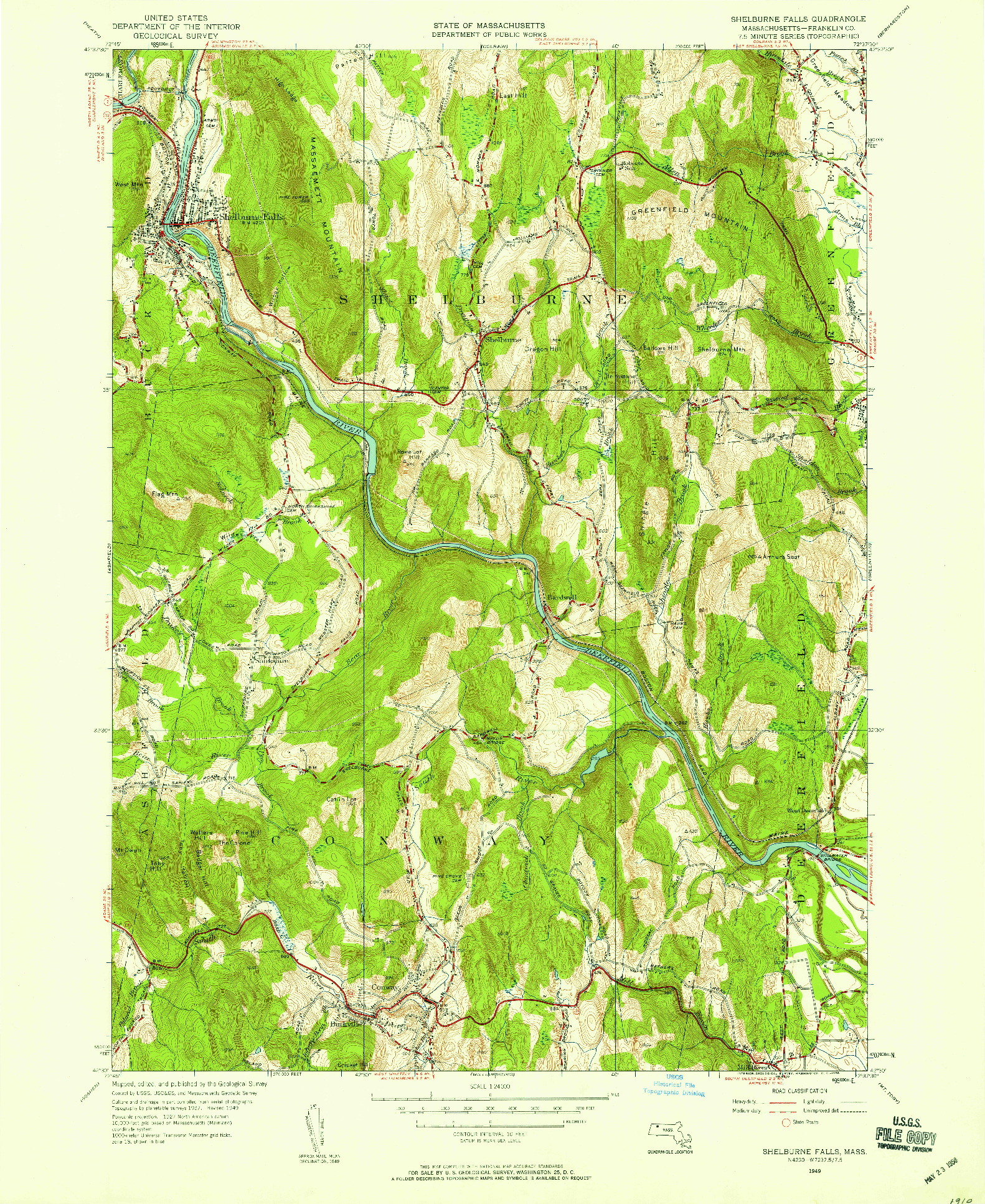 USGS 1:24000-SCALE QUADRANGLE FOR SHELBURNE FALLS, MA 1949