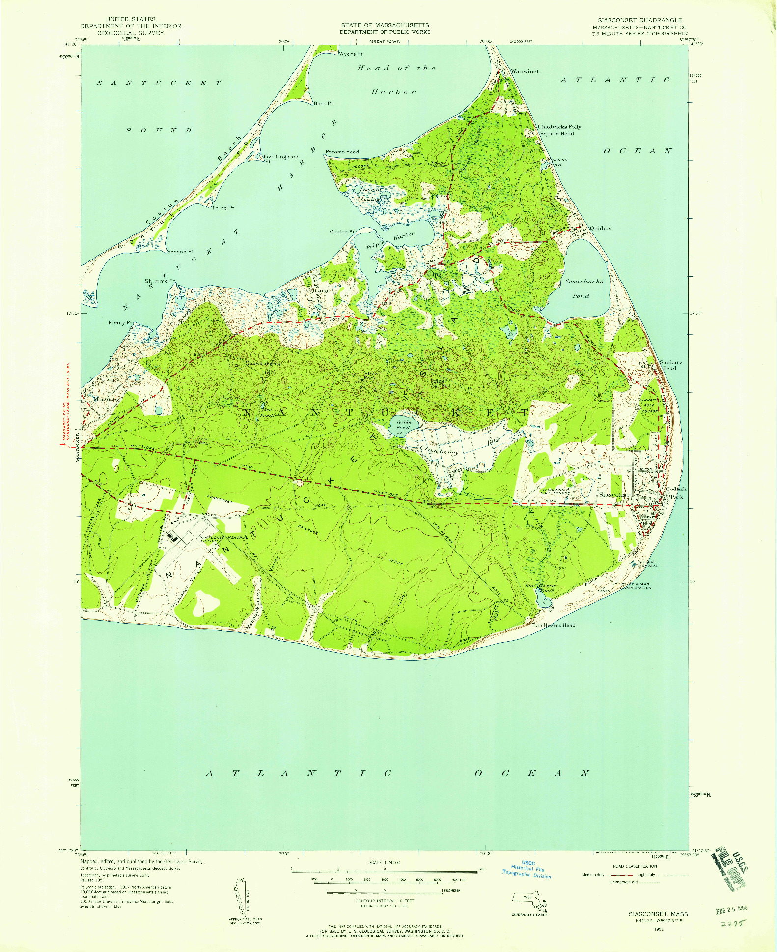 USGS 1:24000-SCALE QUADRANGLE FOR SIASCONSET, MA 1951