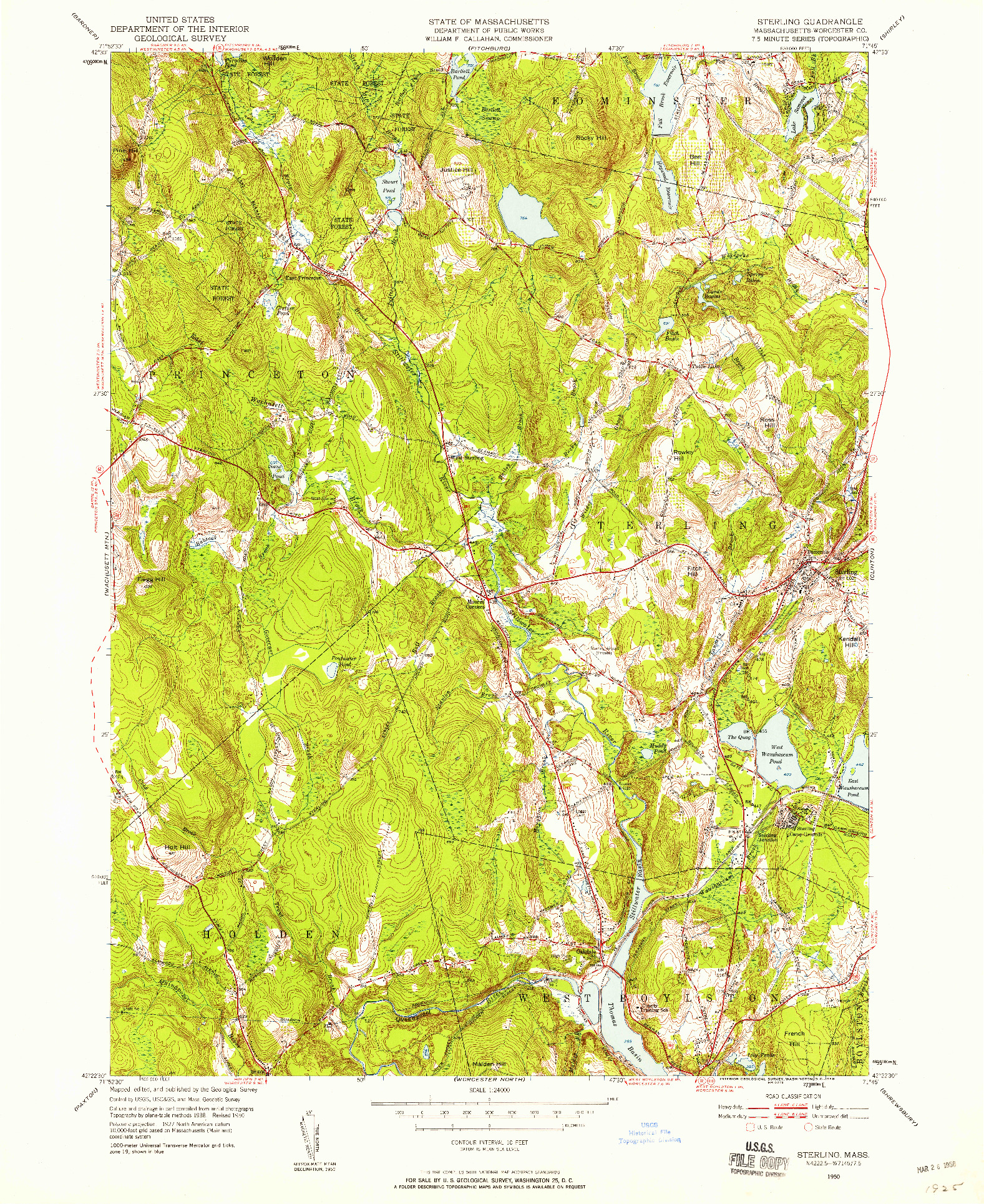 USGS 1:24000-SCALE QUADRANGLE FOR STERLING, MA 1950