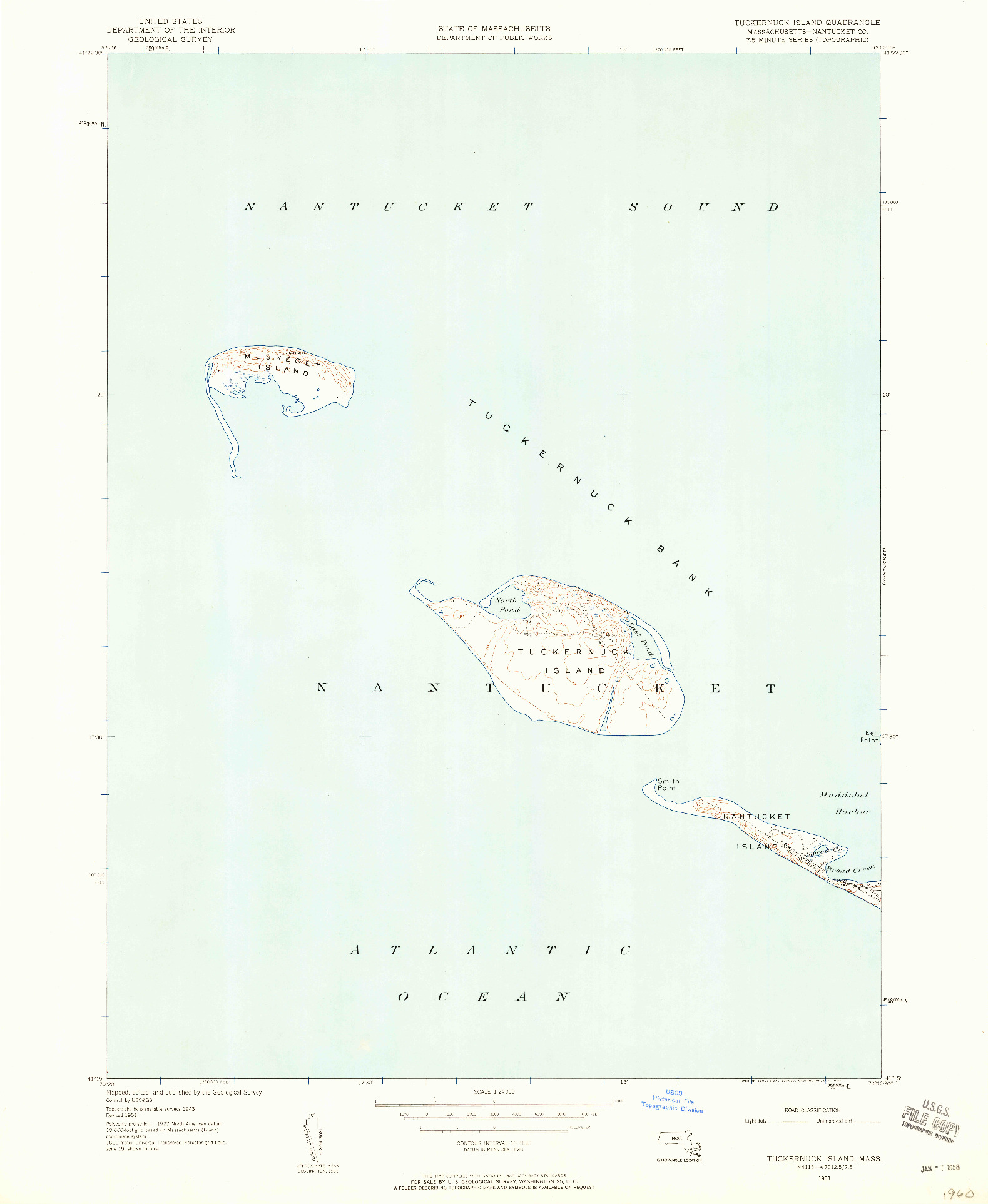 USGS 1:24000-SCALE QUADRANGLE FOR TUCKERNUCK ISLAND, MA 1951