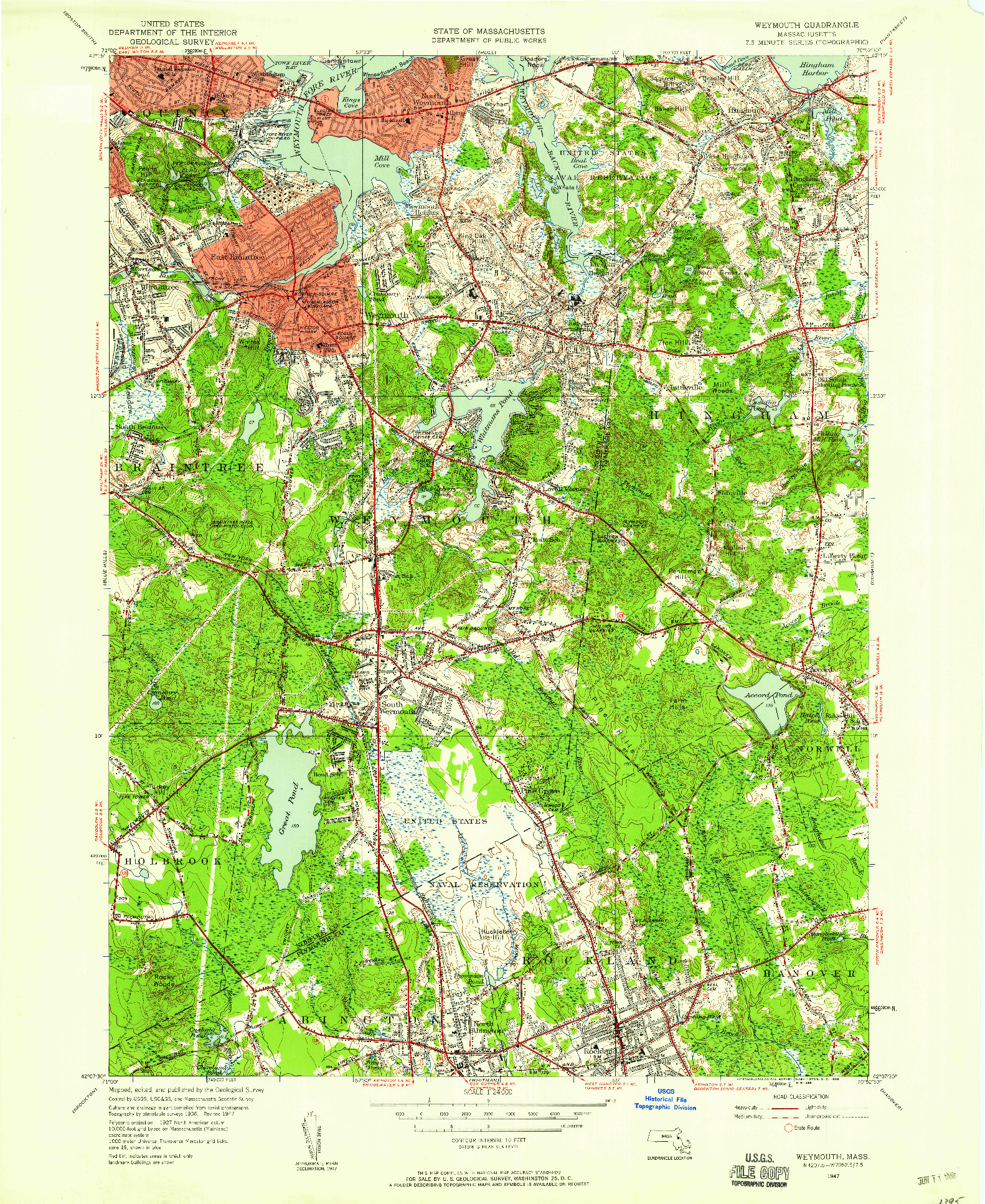 USGS 1:24000-SCALE QUADRANGLE FOR WEYMOUTH, MA 1947