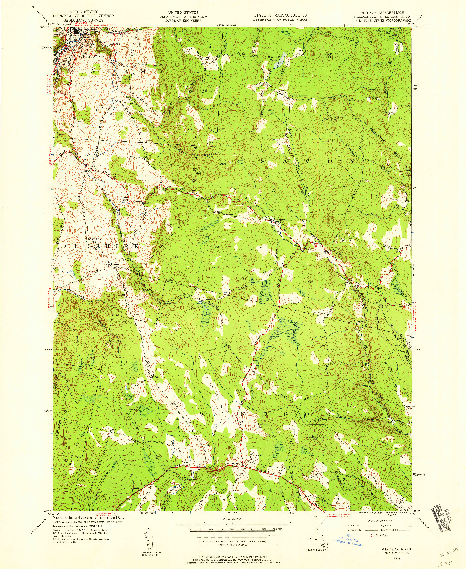 USGS 1:24000-SCALE QUADRANGLE FOR WINDSOR, MA 1944