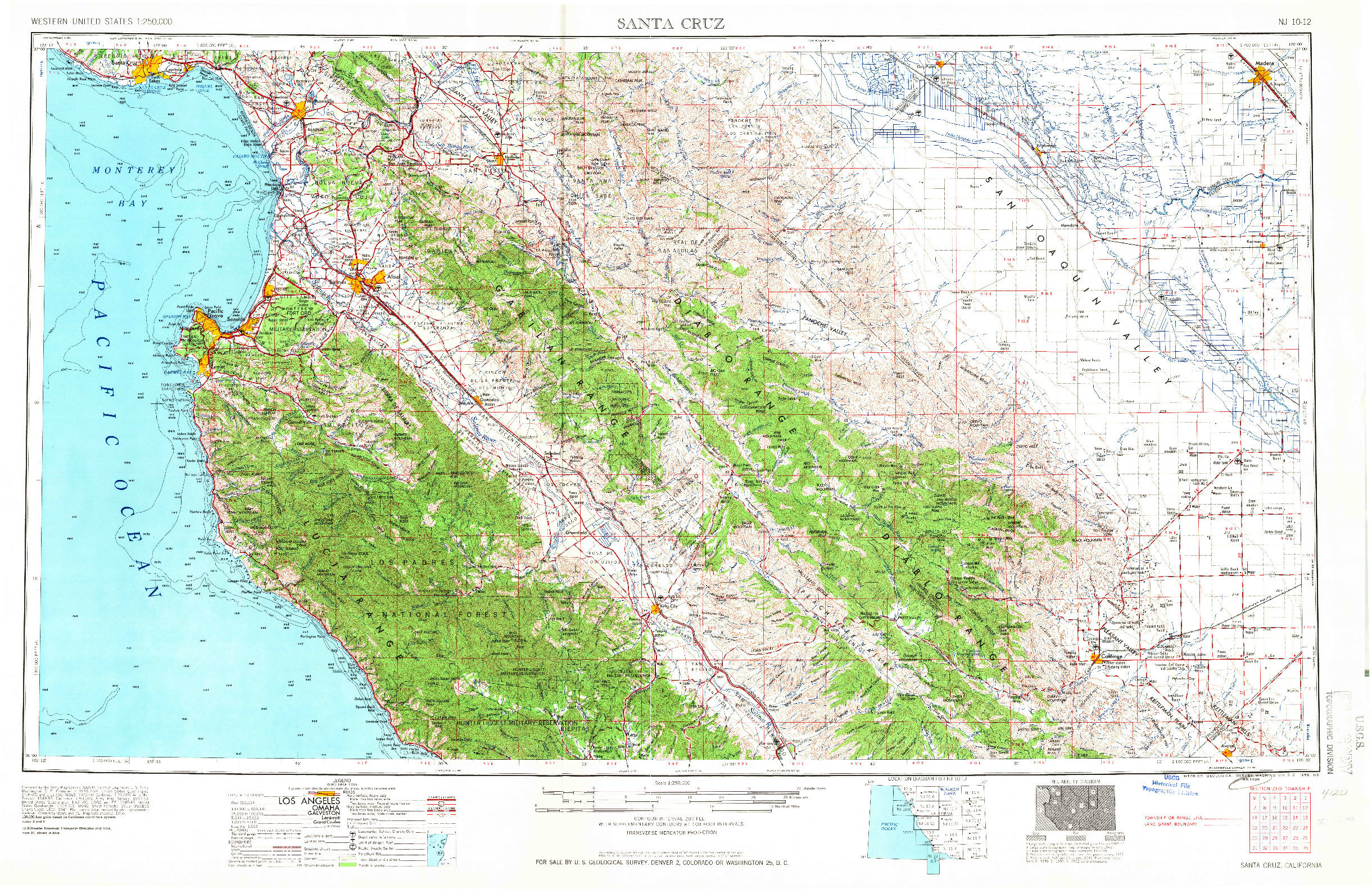 USGS 1:250000-SCALE QUADRANGLE FOR SANTA CRUZ, CA 1958