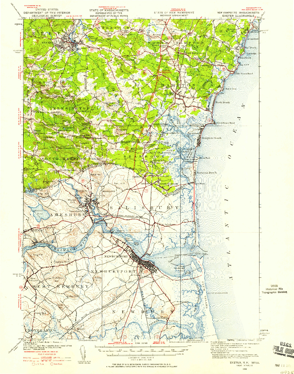 USGS 1:62500-SCALE QUADRANGLE FOR EXETER, NH 1932