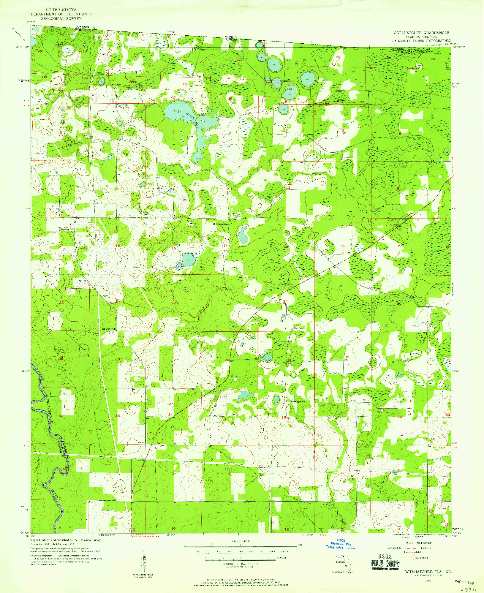 USGS 1:24000-SCALE QUADRANGLE FOR OCTAHATCHEE, FL 1956