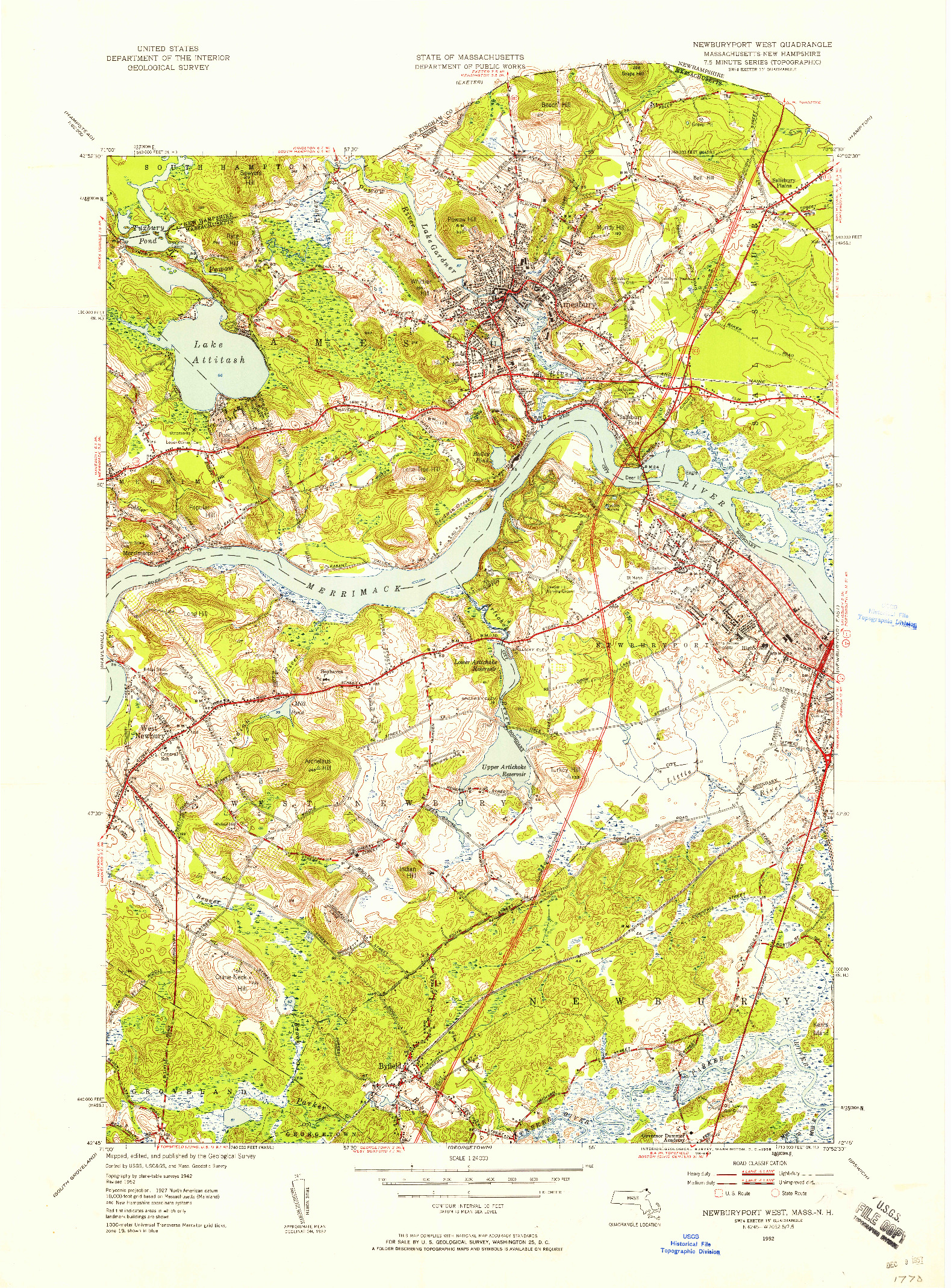 USGS 1:24000-SCALE QUADRANGLE FOR NEWBURYPORT WEST, MA 1952