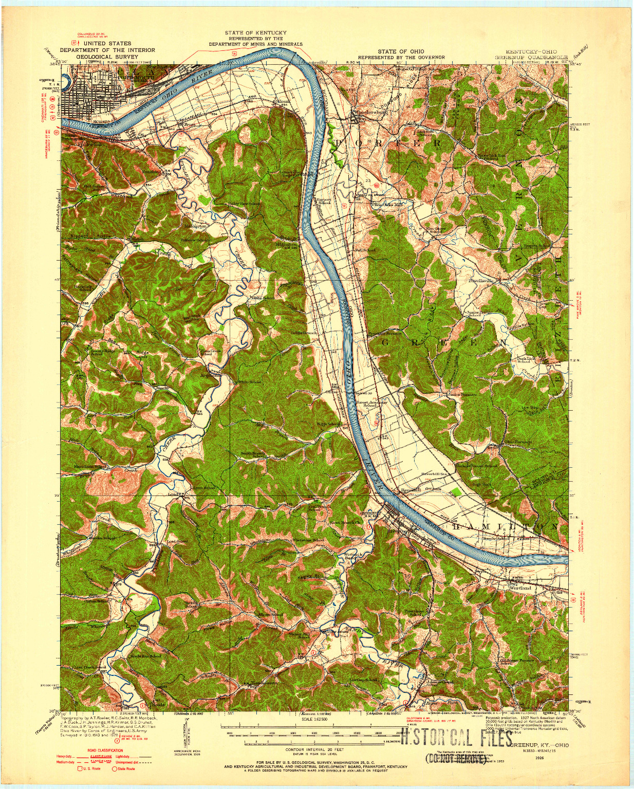 USGS 1:62500-SCALE QUADRANGLE FOR GREENUP, KY 1926