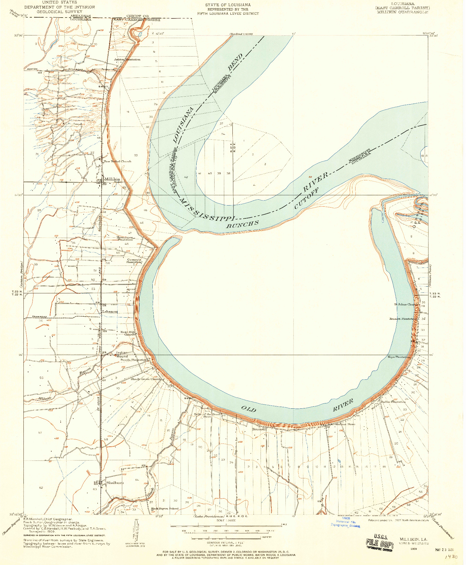 USGS 1:24000-SCALE QUADRANGLE FOR MILLIKIN, LA 1909