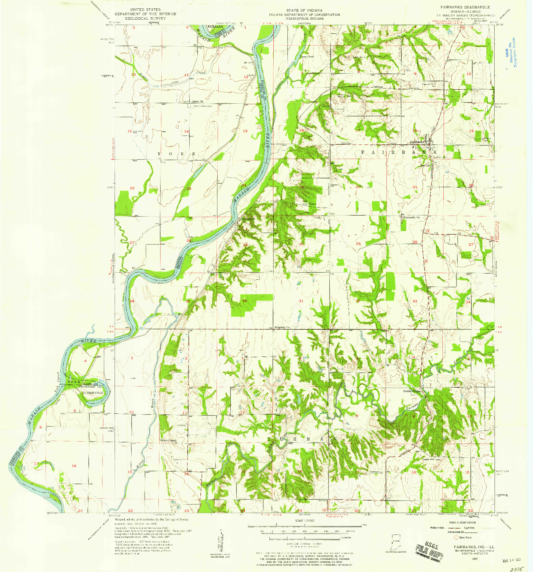 USGS 1:24000-SCALE QUADRANGLE FOR FAIRBANKS, IN 1957