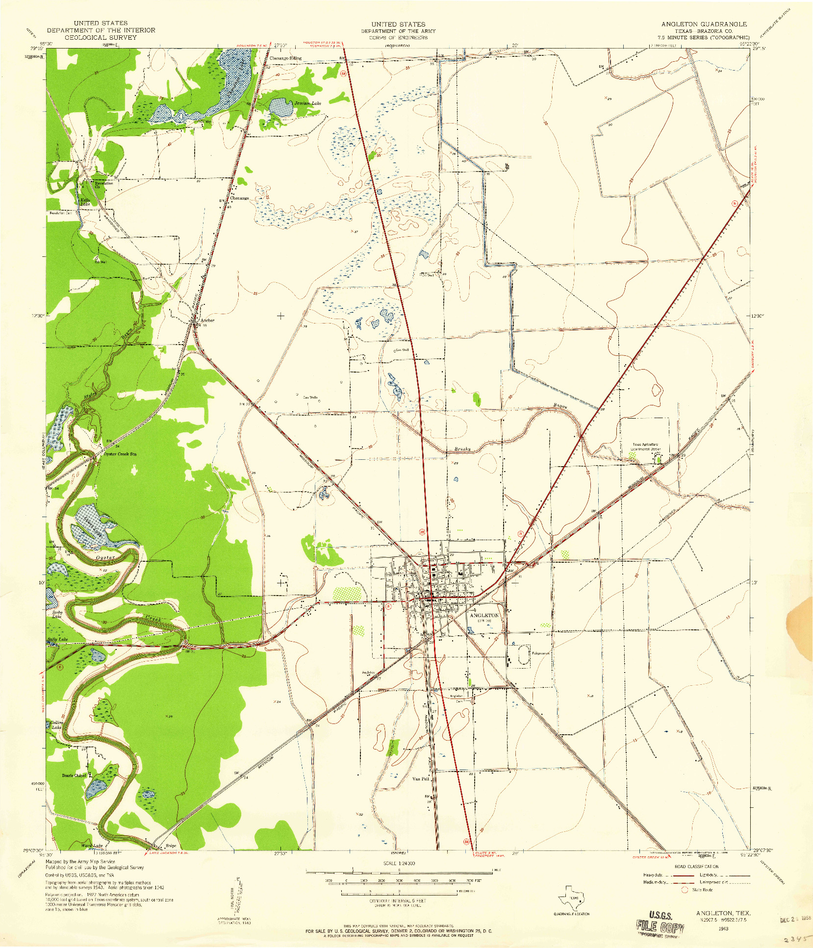 USGS 1:24000-SCALE QUADRANGLE FOR ANGLETON, TX 1943