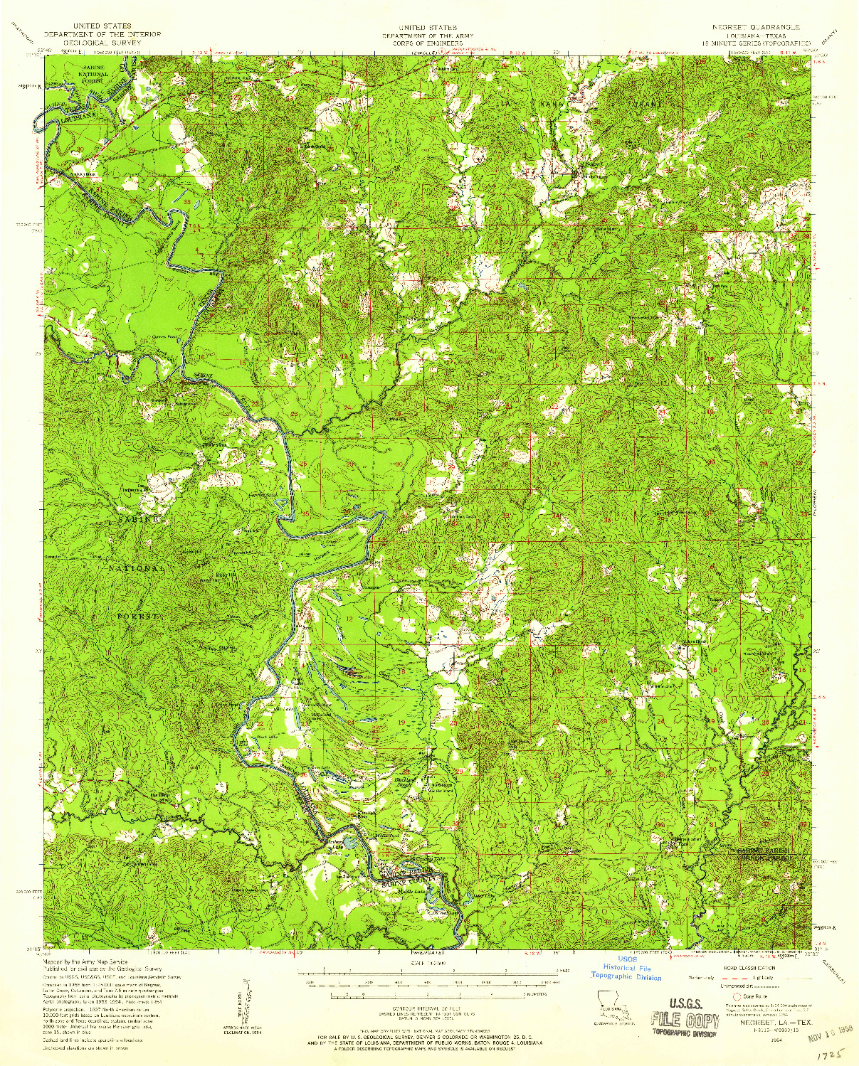 USGS 1:62500-SCALE QUADRANGLE FOR NEGREET, LA 1954