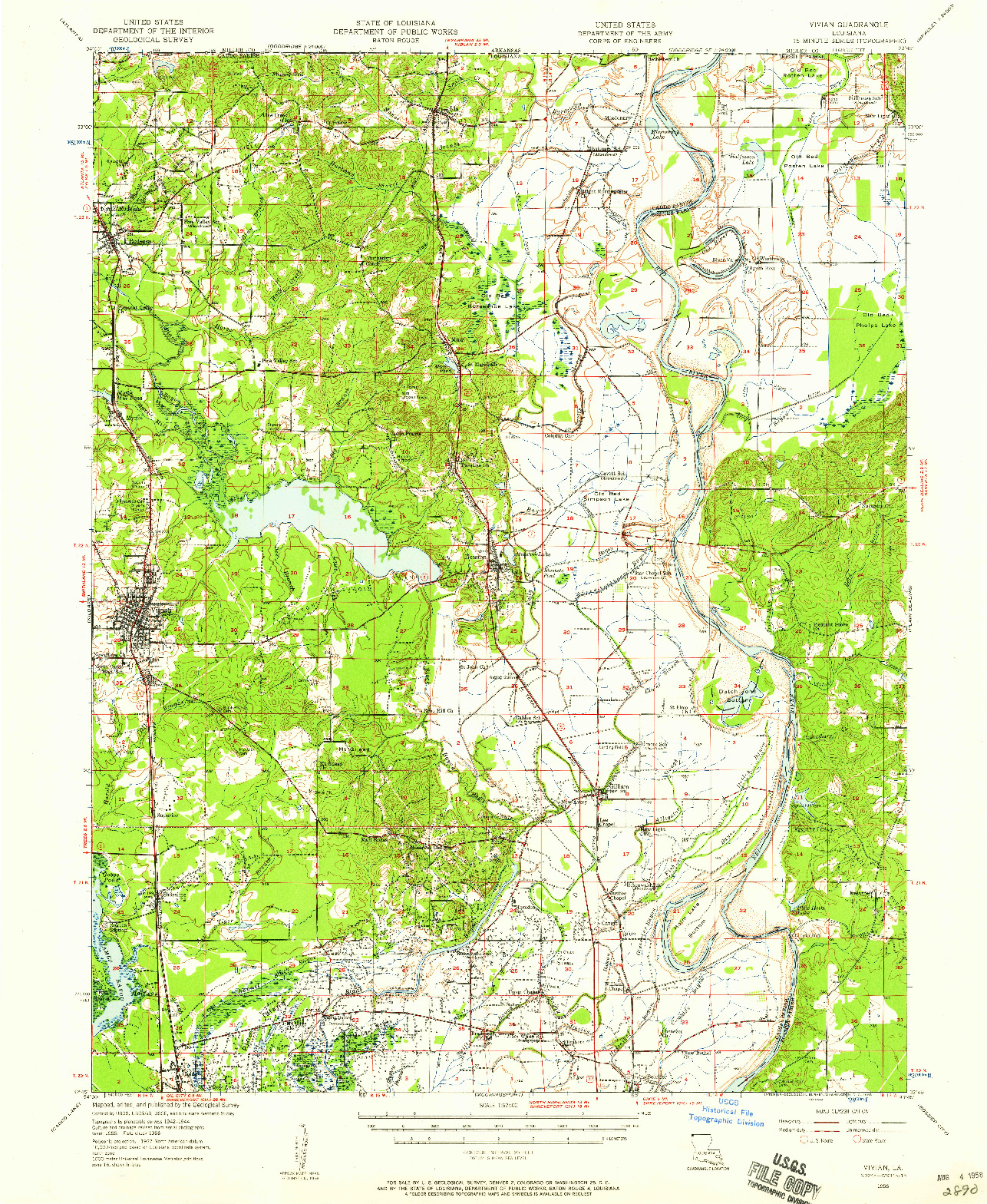 USGS 1:62500-SCALE QUADRANGLE FOR VIVIAN, LA 1956