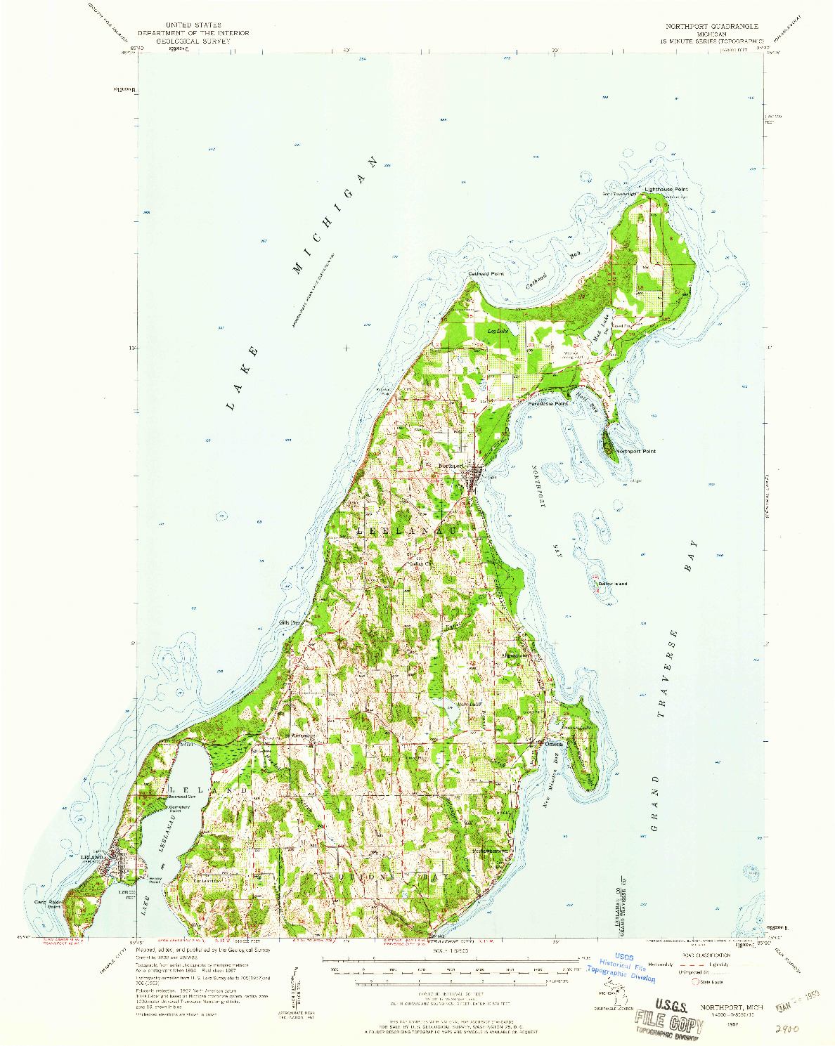 USGS 1:62500-SCALE QUADRANGLE FOR NORTHPORT, MI 1957