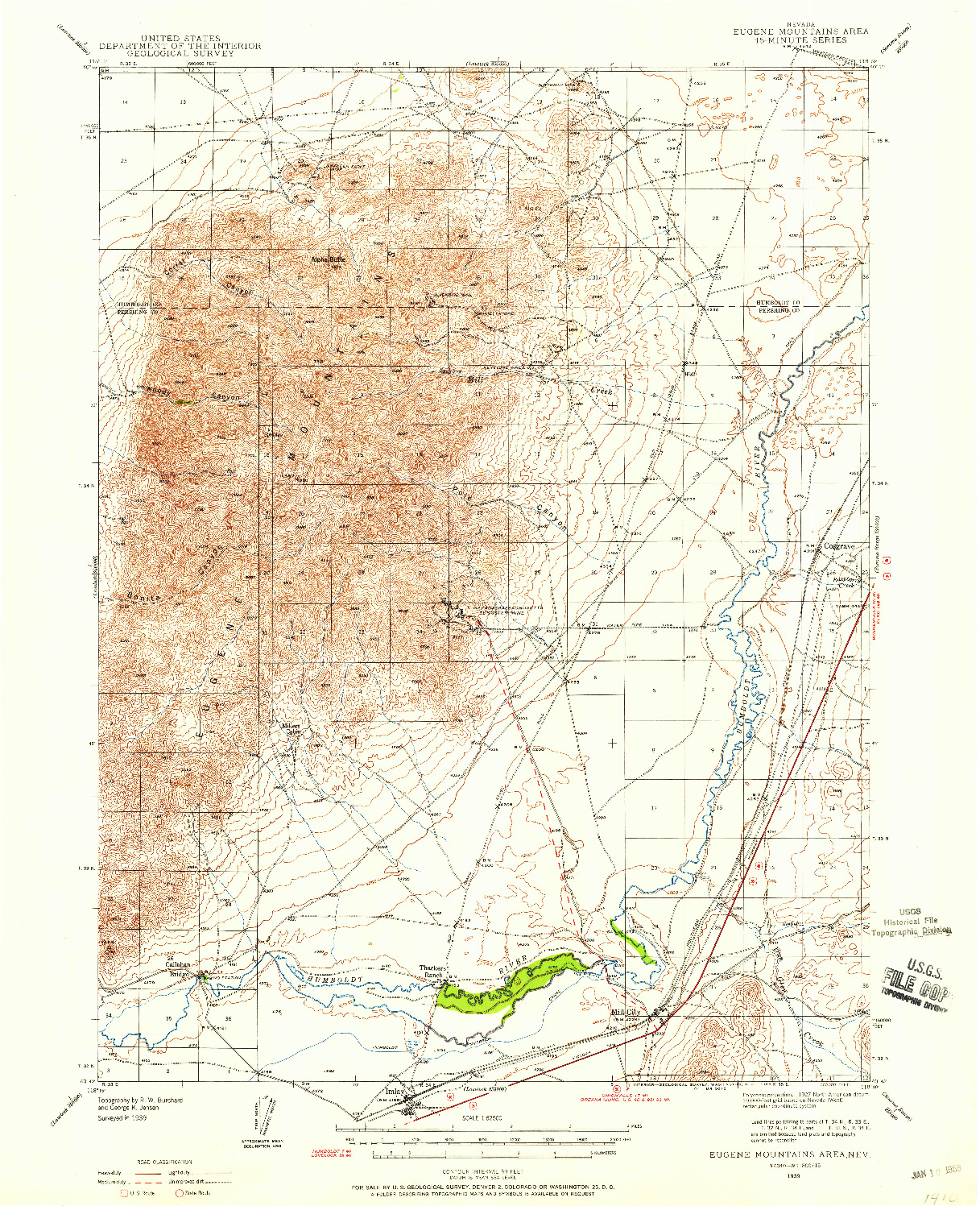 USGS 1:62500-SCALE QUADRANGLE FOR EUGENE MOUNTAINS AREA, NV 1939