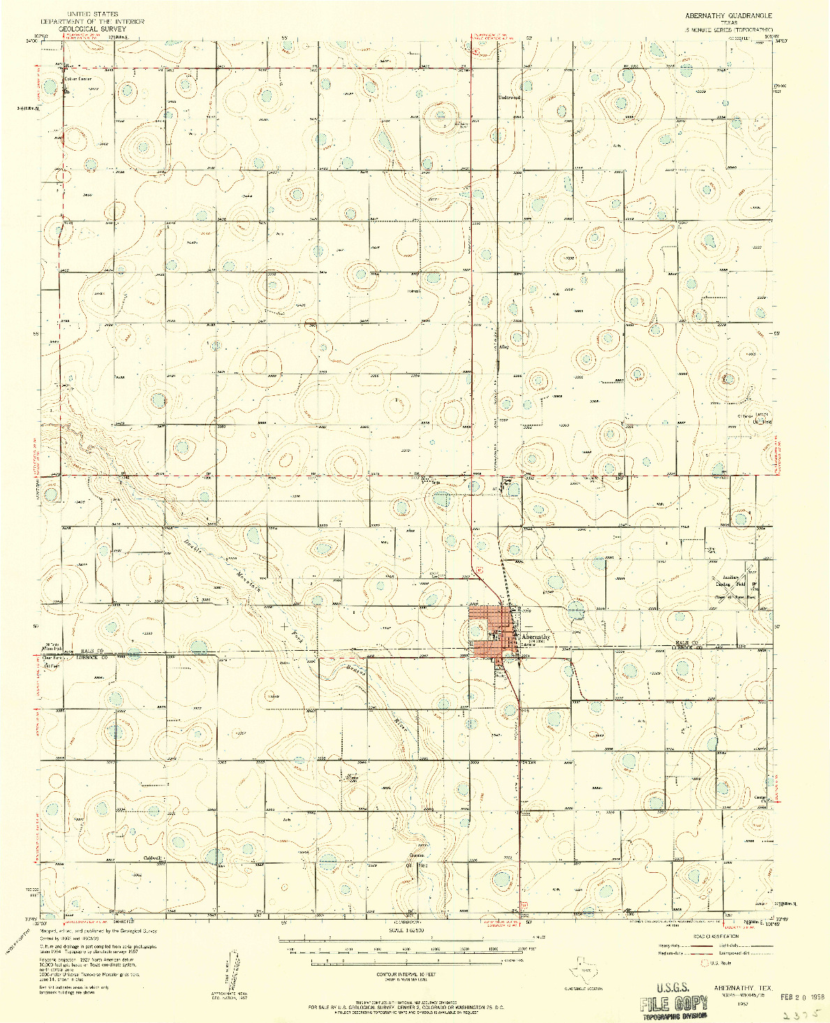 USGS 1:62500-SCALE QUADRANGLE FOR ABERNATHY, TX 1957