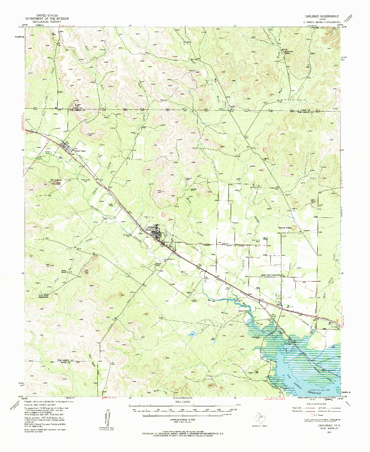 USGS 1:62500-SCALE QUADRANGLE FOR CARLSBAD, TX 1957