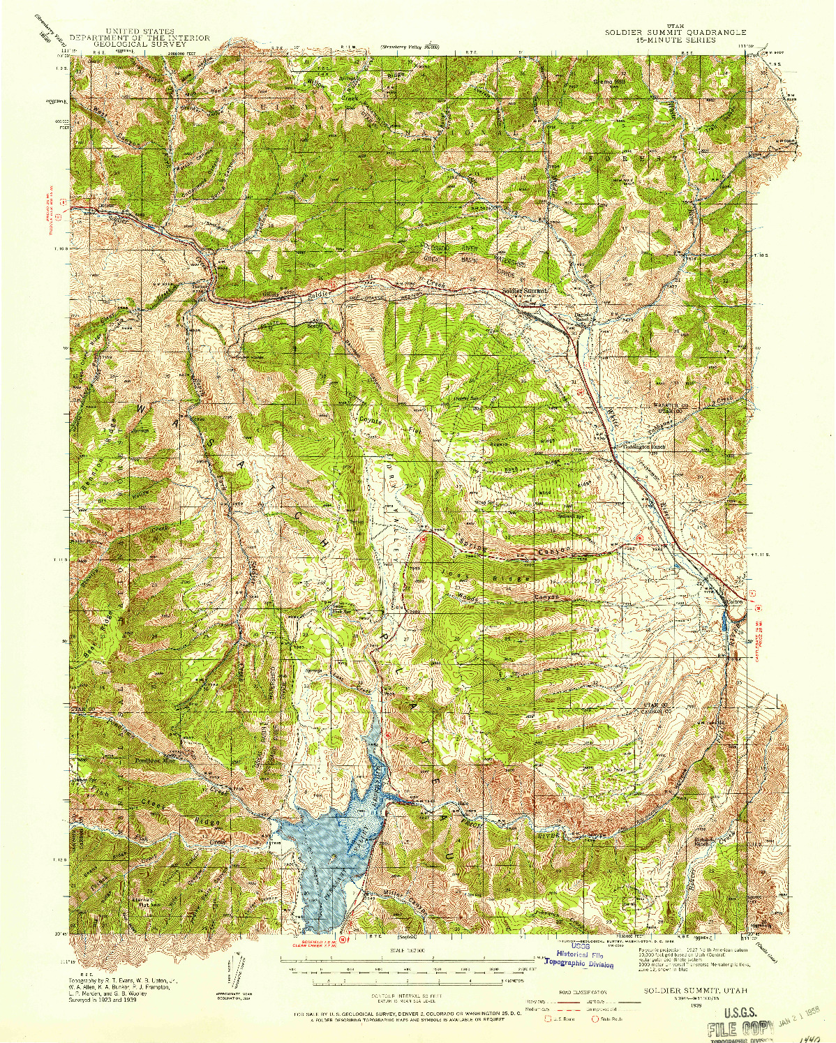 USGS 1:62500-SCALE QUADRANGLE FOR SOLDIER SUMMIT, UT 1939