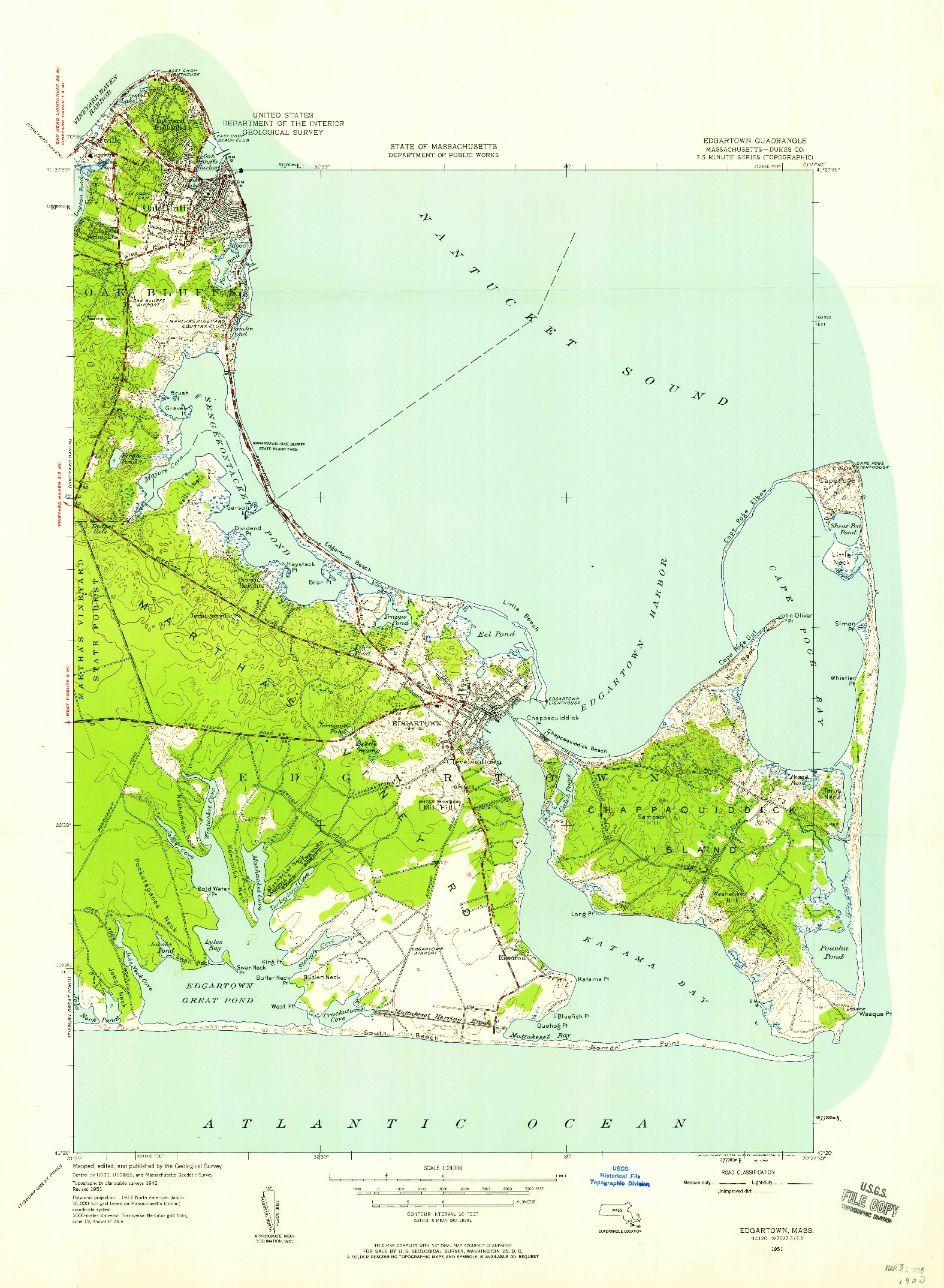 USGS 1:24000-SCALE QUADRANGLE FOR EDGARTOWN, MA 1951