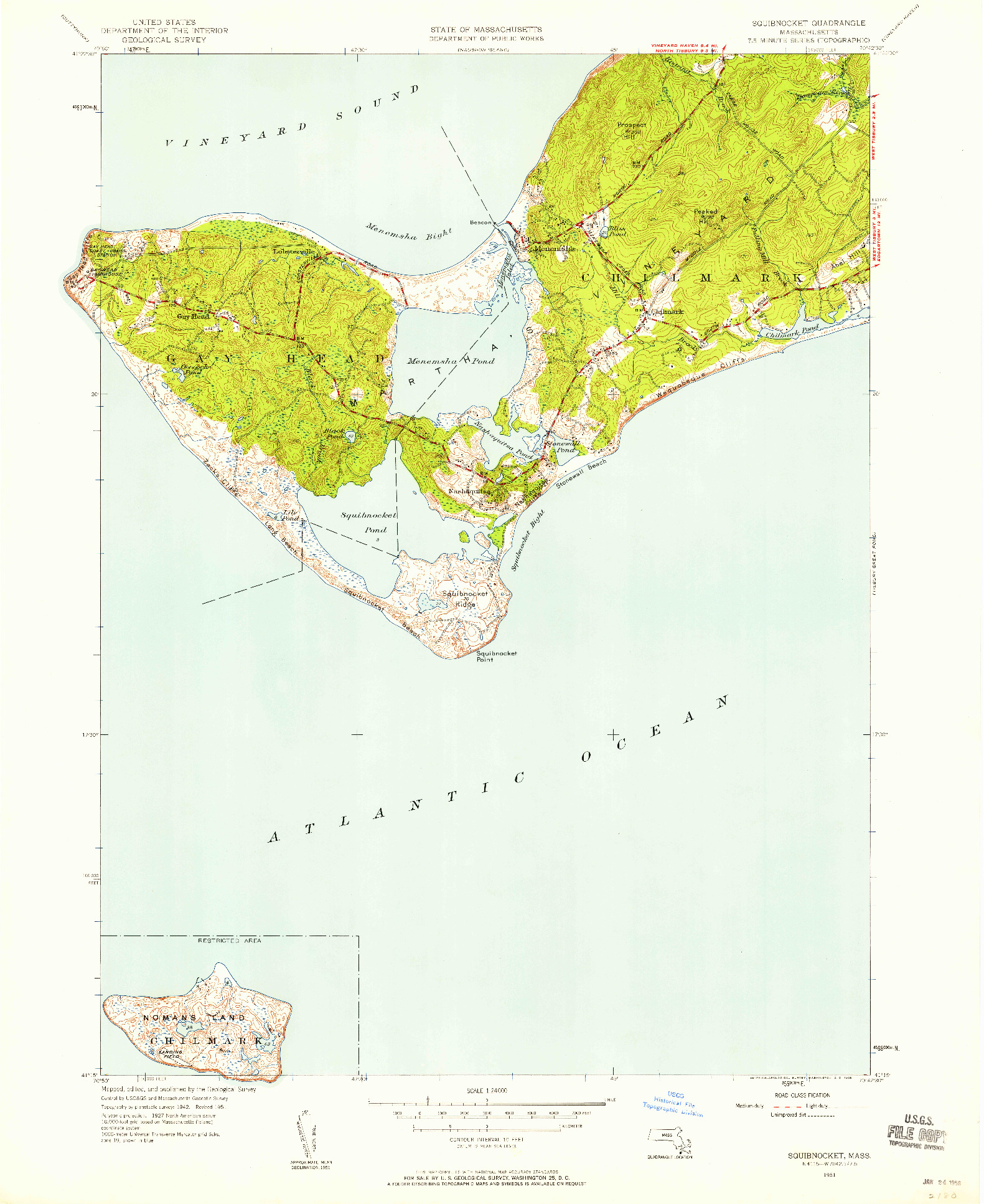 USGS 1:24000-SCALE QUADRANGLE FOR SQUIBNOCKET, MA 1951