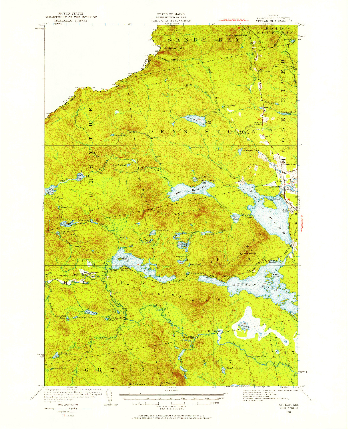 USGS 1:62500-SCALE QUADRANGLE FOR ATTEAN, ME 1925