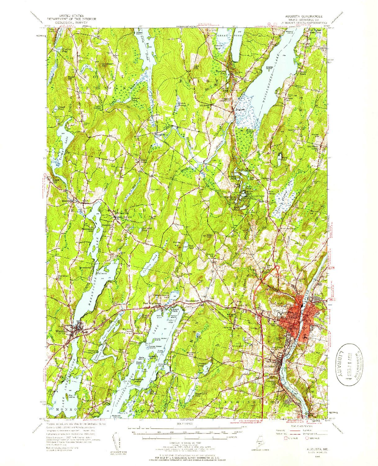 USGS 1:62500-SCALE QUADRANGLE FOR AUGUSTA, ME 1956