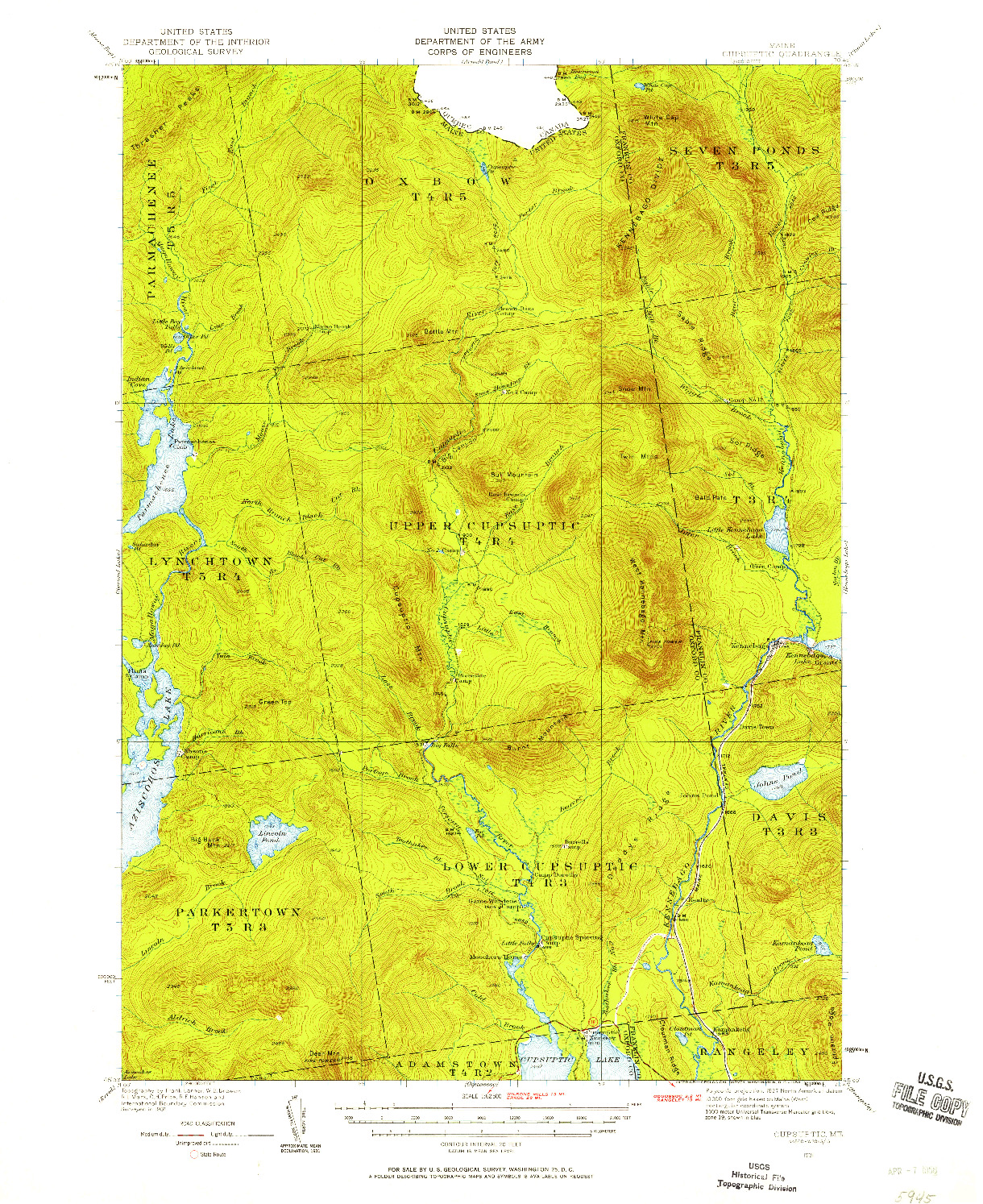 USGS 1:62500-SCALE QUADRANGLE FOR CUPSUPTIC, ME 1931