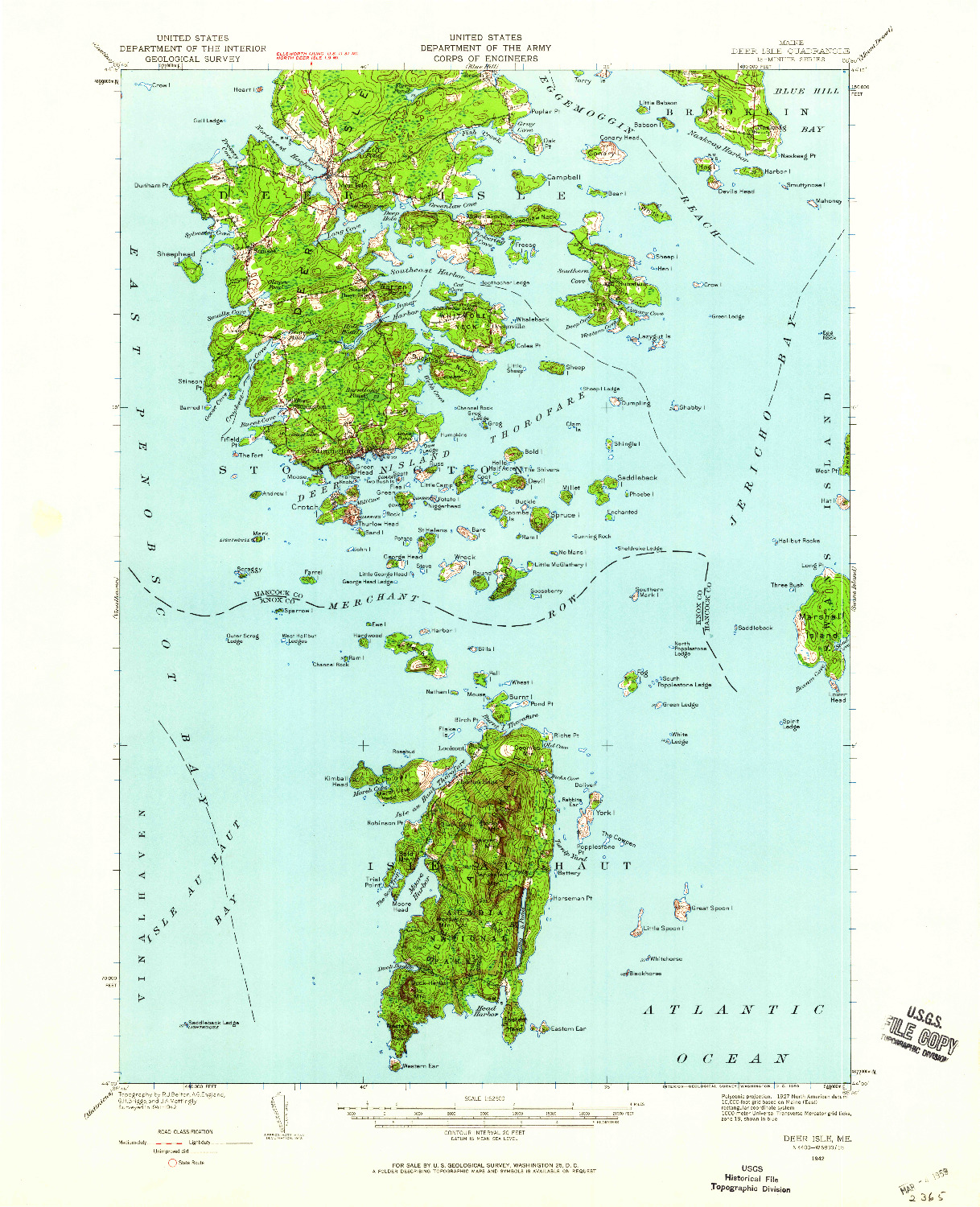 USGS 1:62500-SCALE QUADRANGLE FOR DEER ISLE, ME 1942