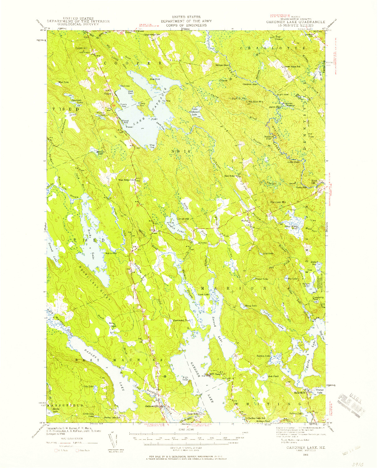 USGS 1:62500-SCALE QUADRANGLE FOR GARDNER LAKE, ME 1941