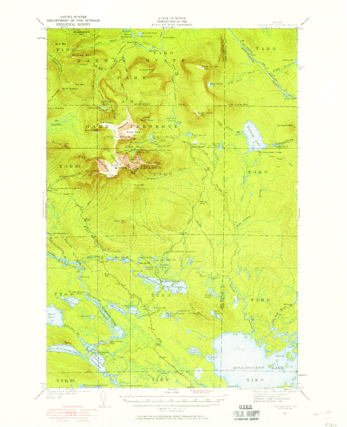 USGS 1:62500-SCALE QUADRANGLE FOR KATAHDIN, ME 1949