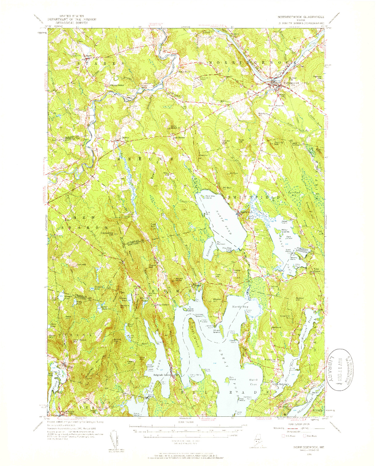 USGS 1:62500-SCALE QUADRANGLE FOR NORRIDGEWOCK, ME 1956