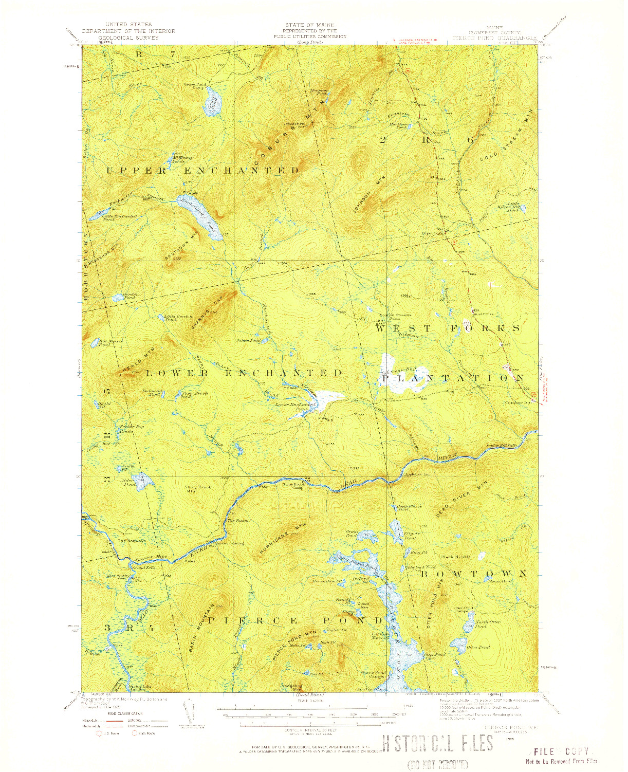 USGS 1:62500-SCALE QUADRANGLE FOR PIERCE POND, ME 1925