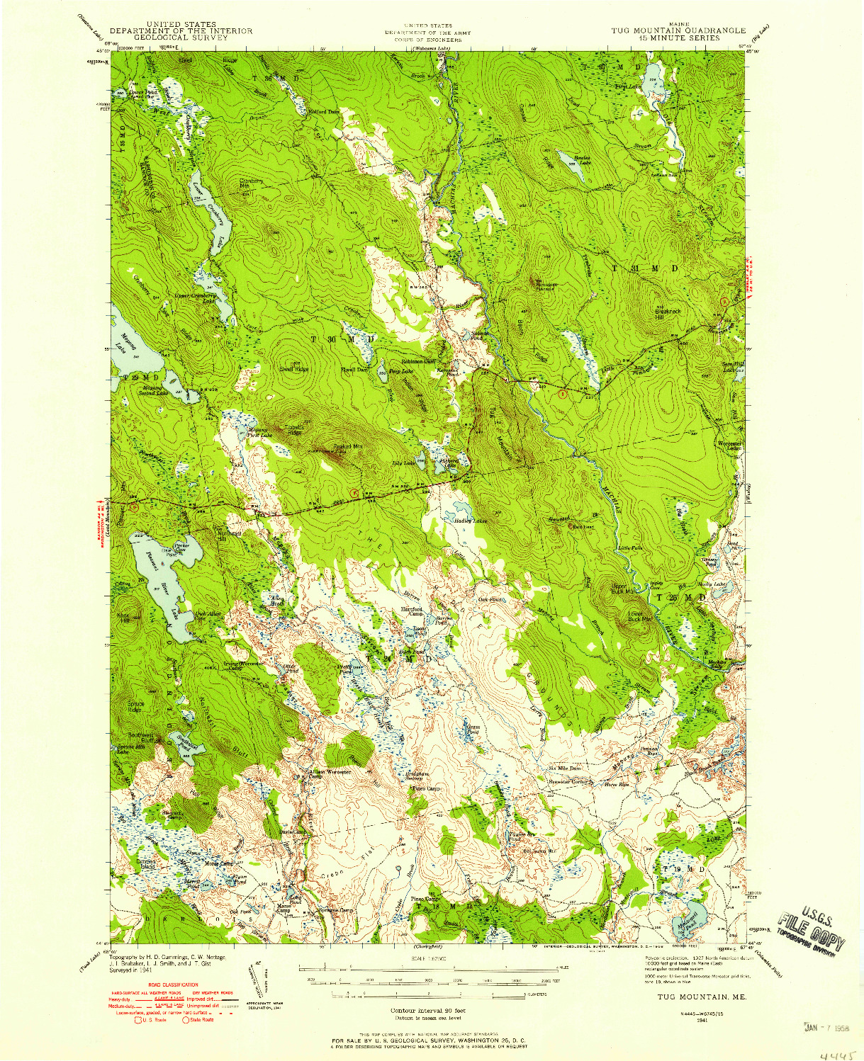 USGS 1:62500-SCALE QUADRANGLE FOR TUG MOUNTAIN, ME 1941