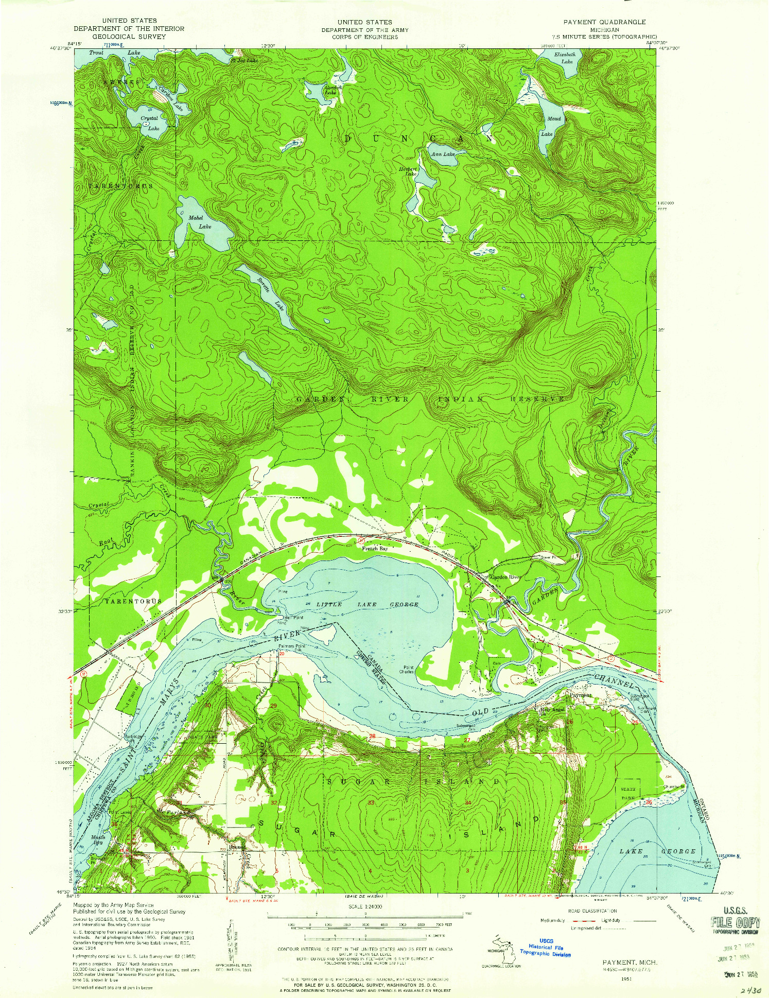 USGS 1:24000-SCALE QUADRANGLE FOR PAYMENT, MI 1951