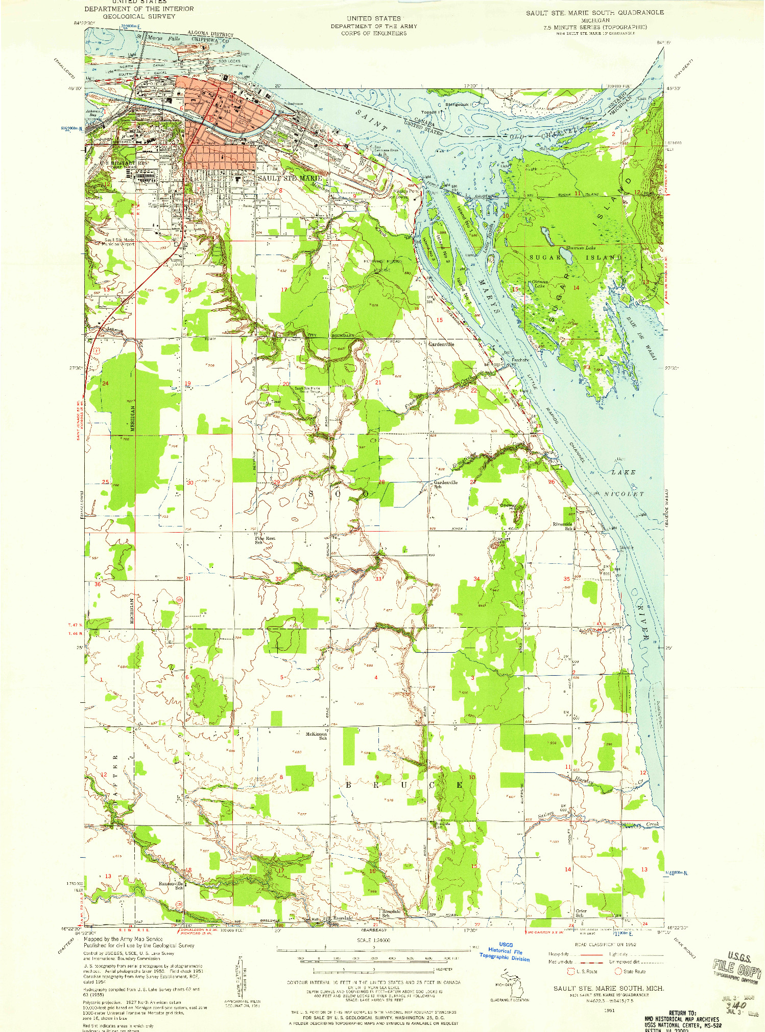 USGS 1:24000-SCALE QUADRANGLE FOR SAULT STE. MARIE SOUTH, MI 1951