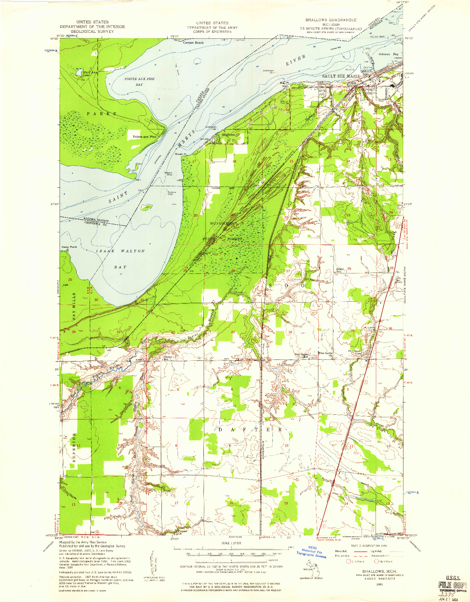 USGS 1:24000-SCALE QUADRANGLE FOR SHALLOWS, MI 1951