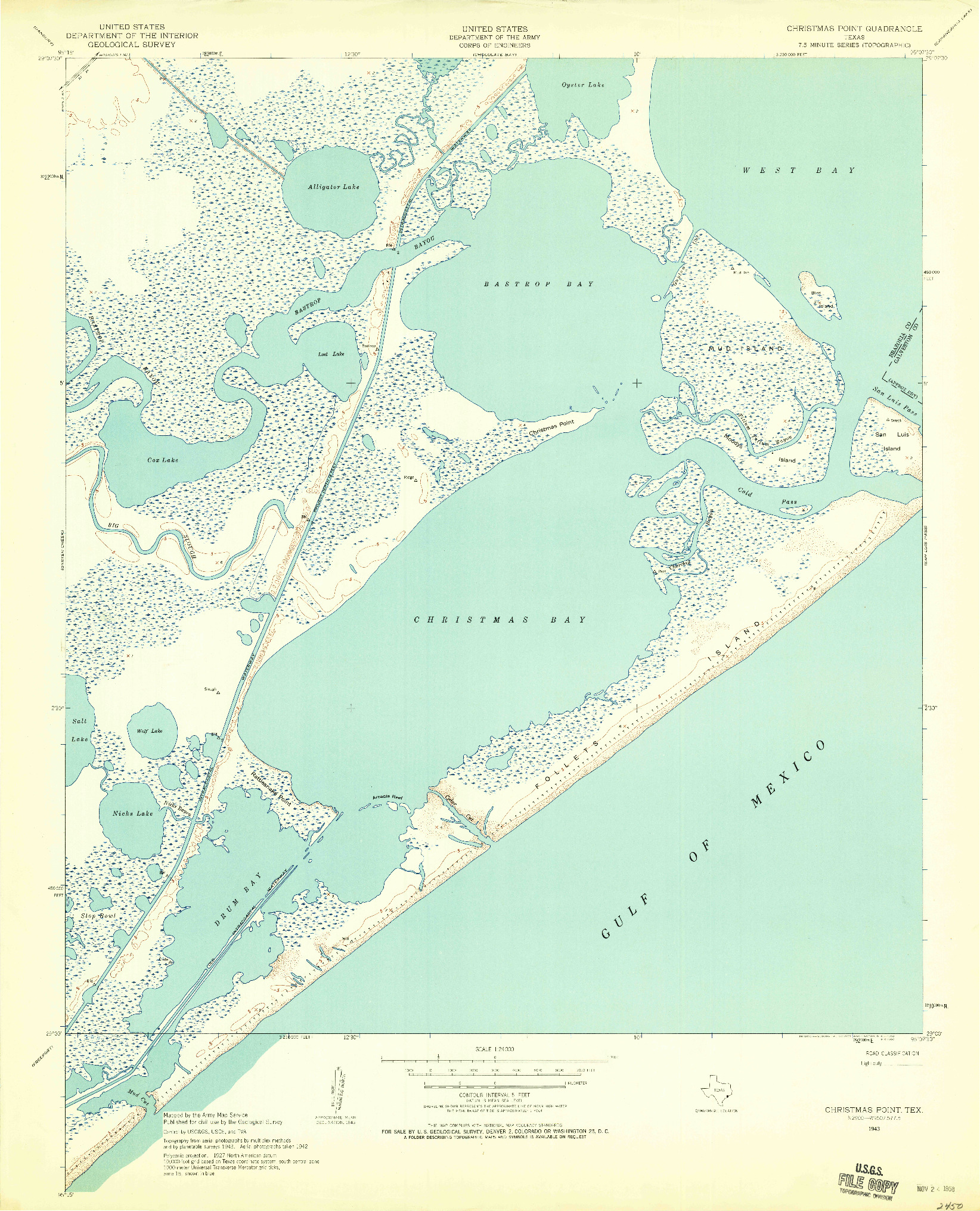 USGS 1:24000-SCALE QUADRANGLE FOR CHRISTMAS POINT, TX 1943