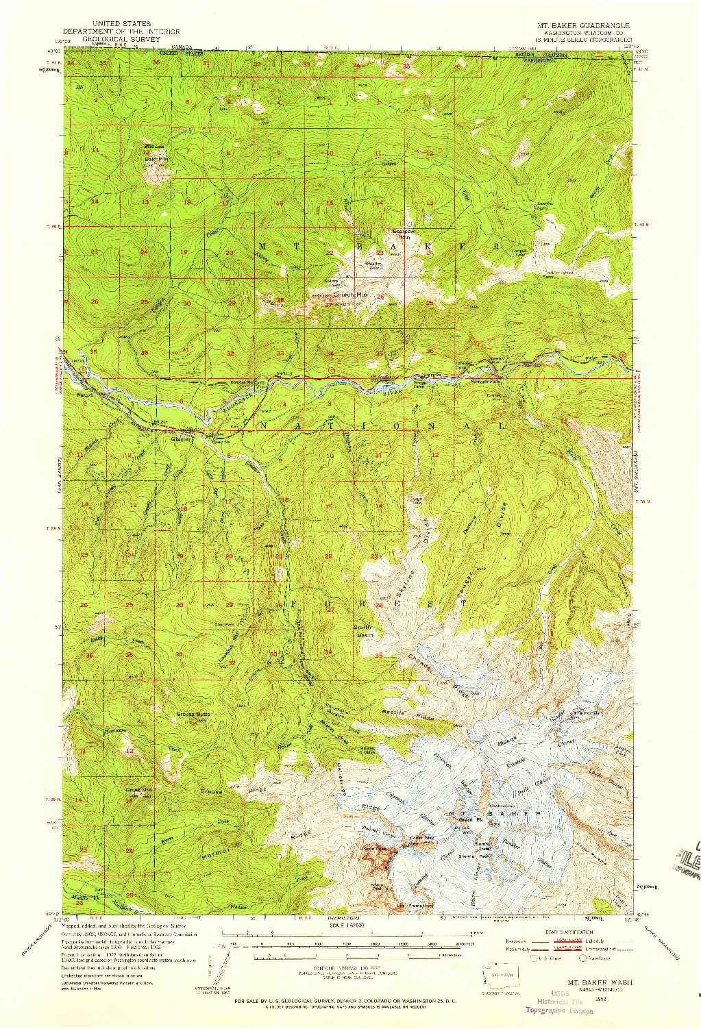 USGS 1:62500-SCALE QUADRANGLE FOR MT. BAKER, WA 1952