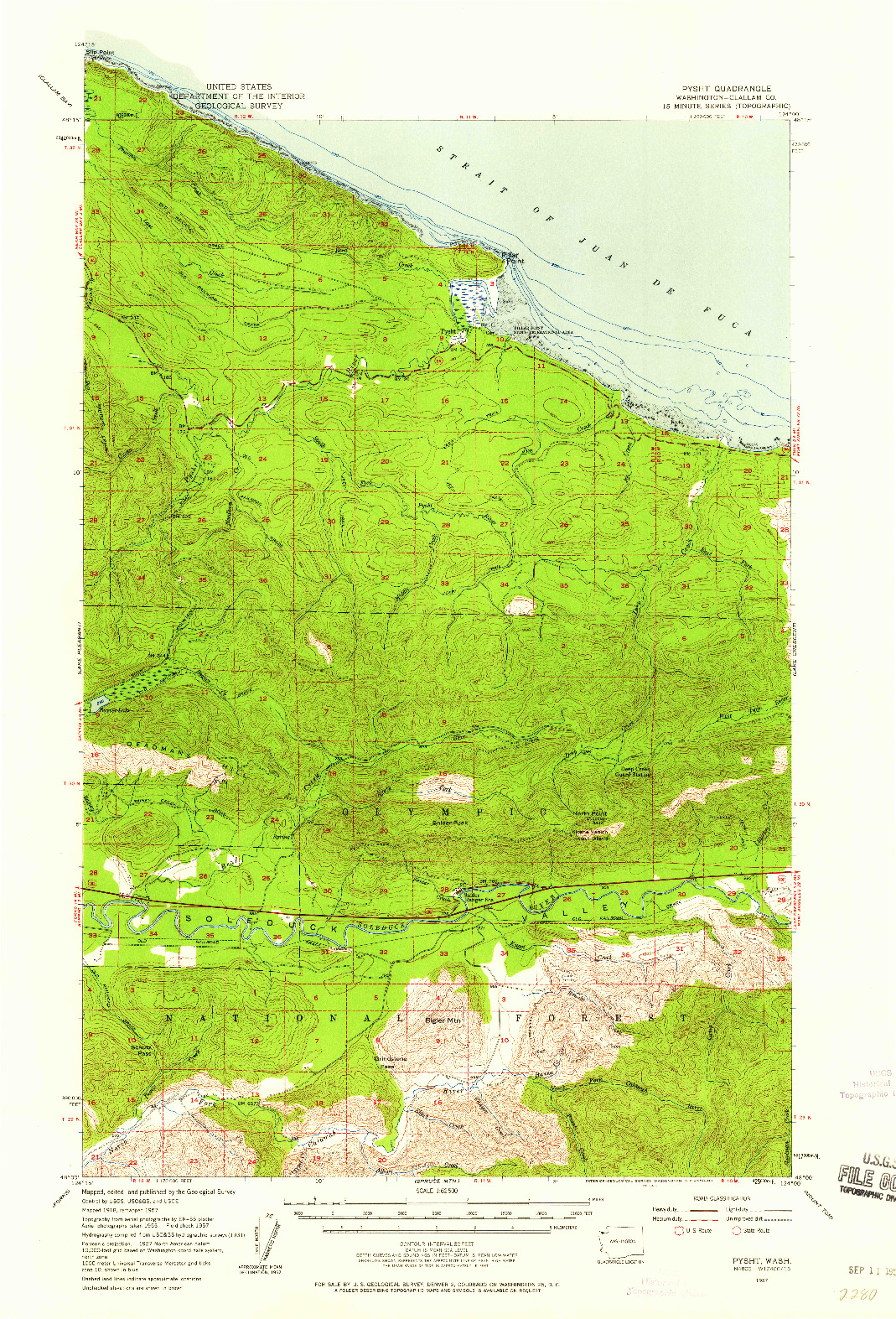 USGS 1:62500-SCALE QUADRANGLE FOR PYSHT, WA 1957