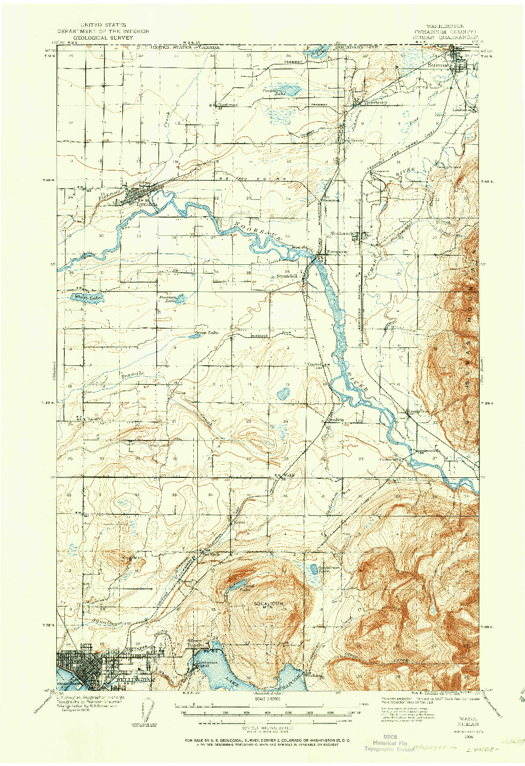 USGS 1:62500-SCALE QUADRANGLE FOR SUMAS, WA 1906