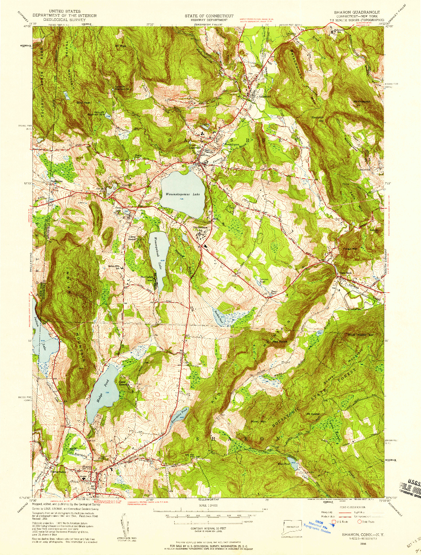 USGS 1:24000-SCALE QUADRANGLE FOR SHARON, CT 1956