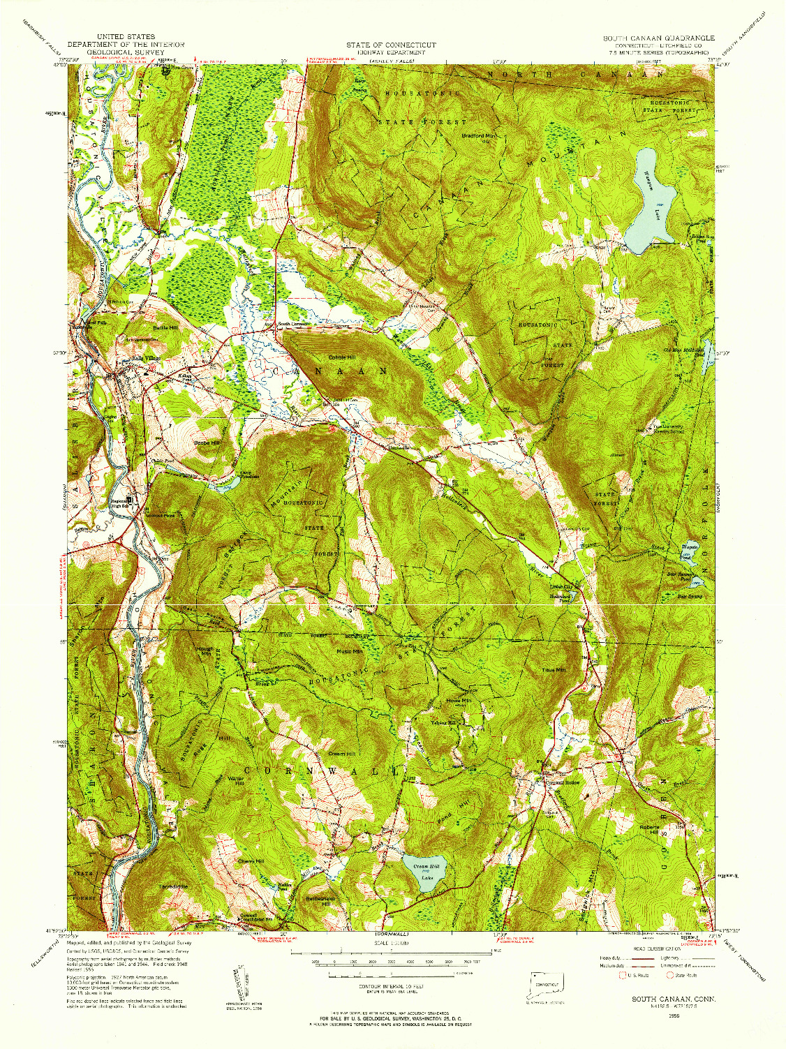 USGS 1:31680-SCALE QUADRANGLE FOR SOUTH CANAAN, CT 1956