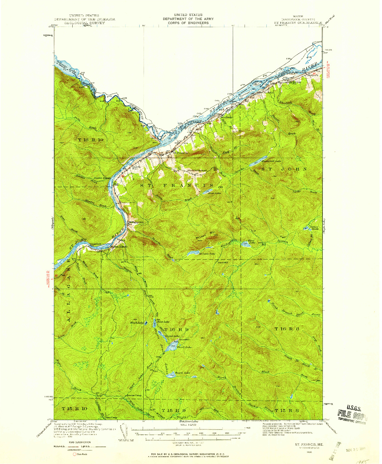 USGS 1:62500-SCALE QUADRANGLE FOR ST. FRANCIS, ME 1930