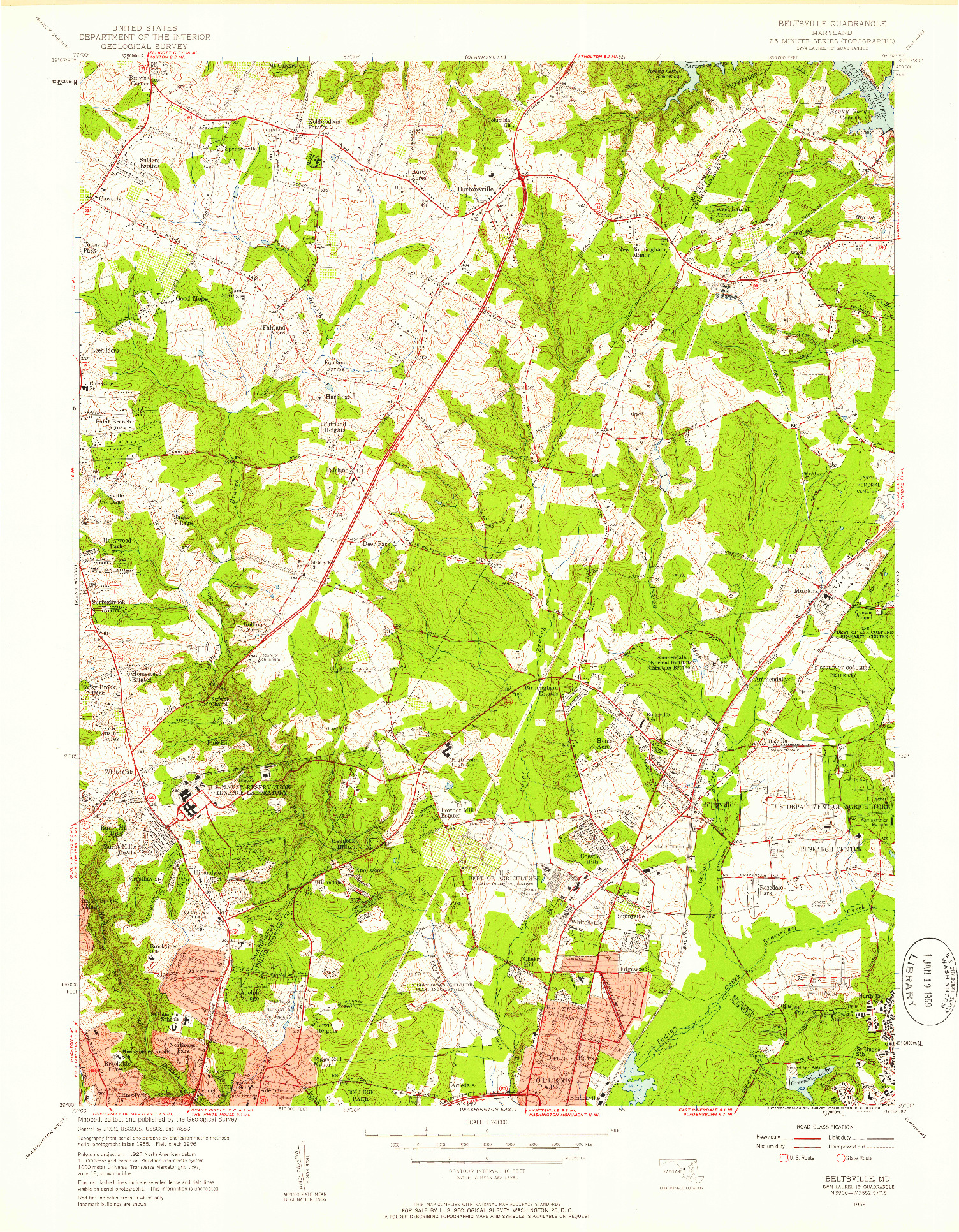 USGS 1:24000-SCALE QUADRANGLE FOR BELTSVILLE, MD 1956