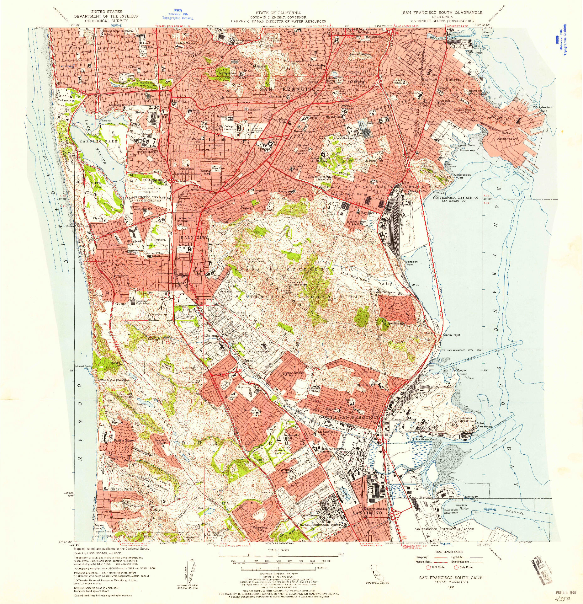 USGS 1:24000-SCALE QUADRANGLE FOR SAN FRANCISCO SOUTH, CA 1956