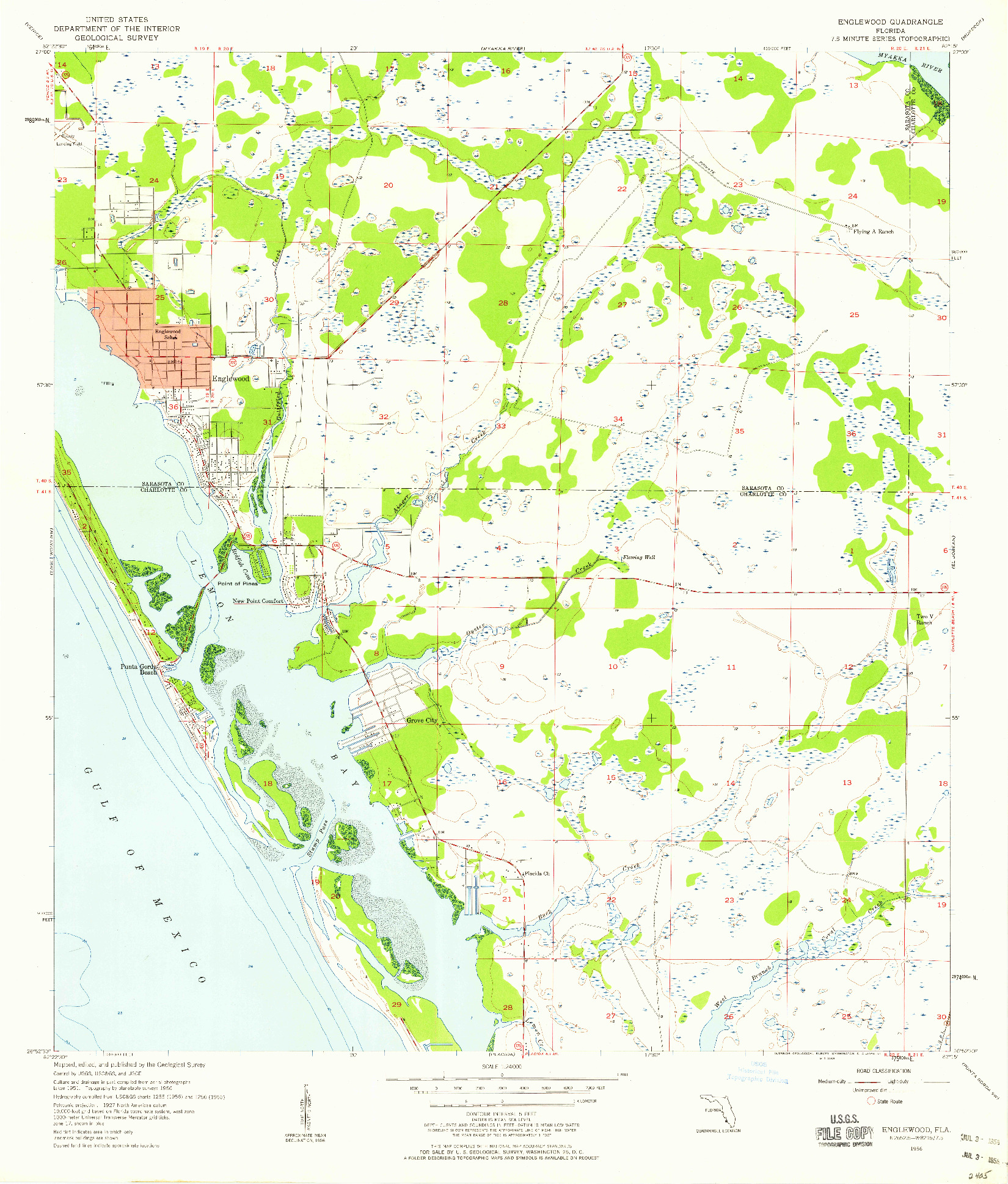 USGS 1:24000-SCALE QUADRANGLE FOR ENGLEWOOD, FL 1956