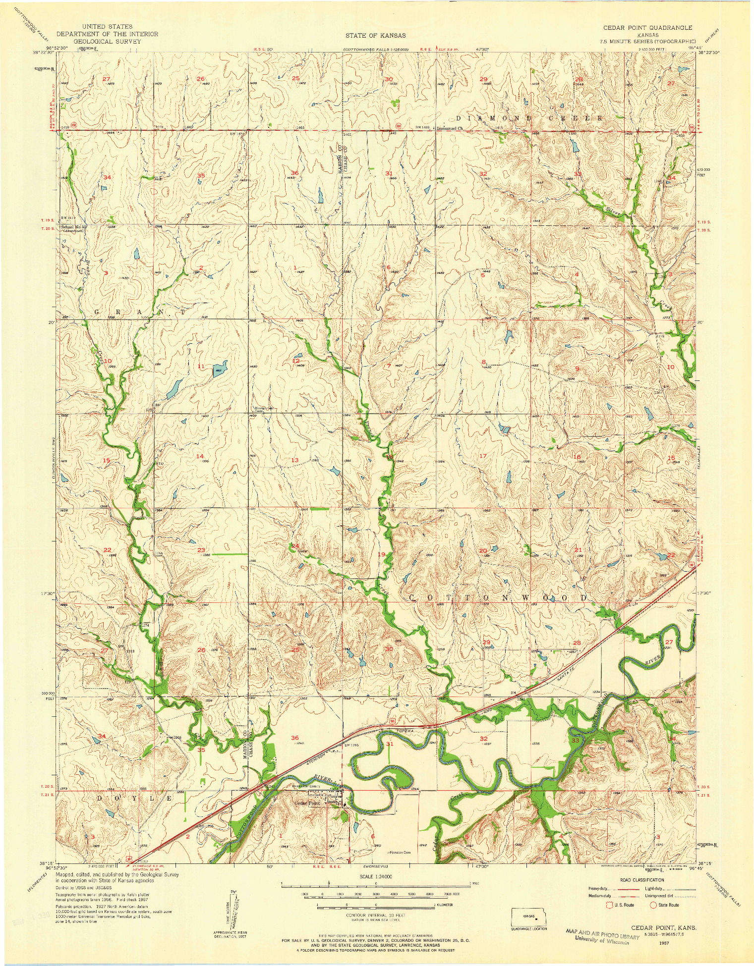 USGS 1:24000-SCALE QUADRANGLE FOR CEDAR POINT, KS 1957
