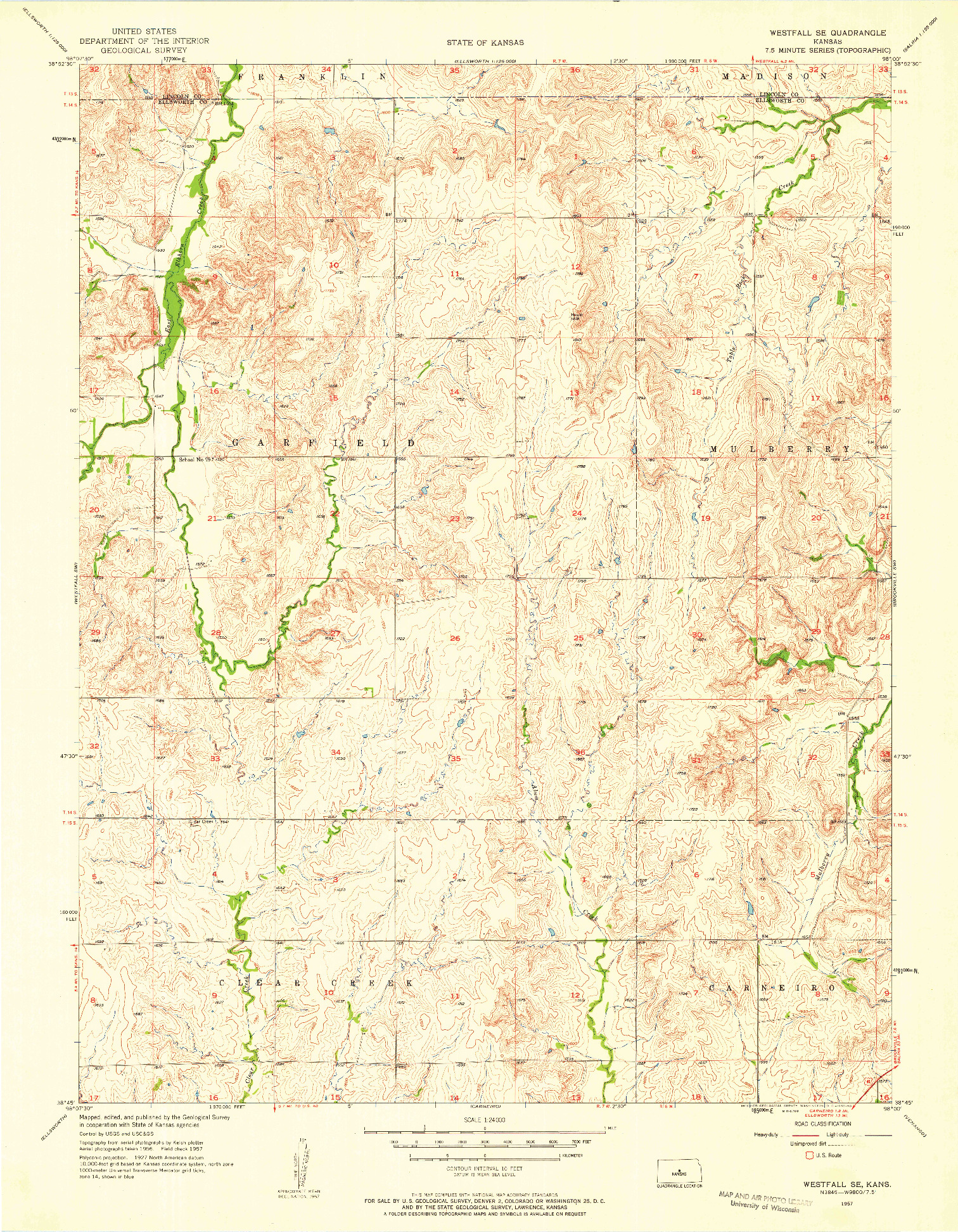 USGS 1:24000-SCALE QUADRANGLE FOR WESTFALL SE, KS 1957