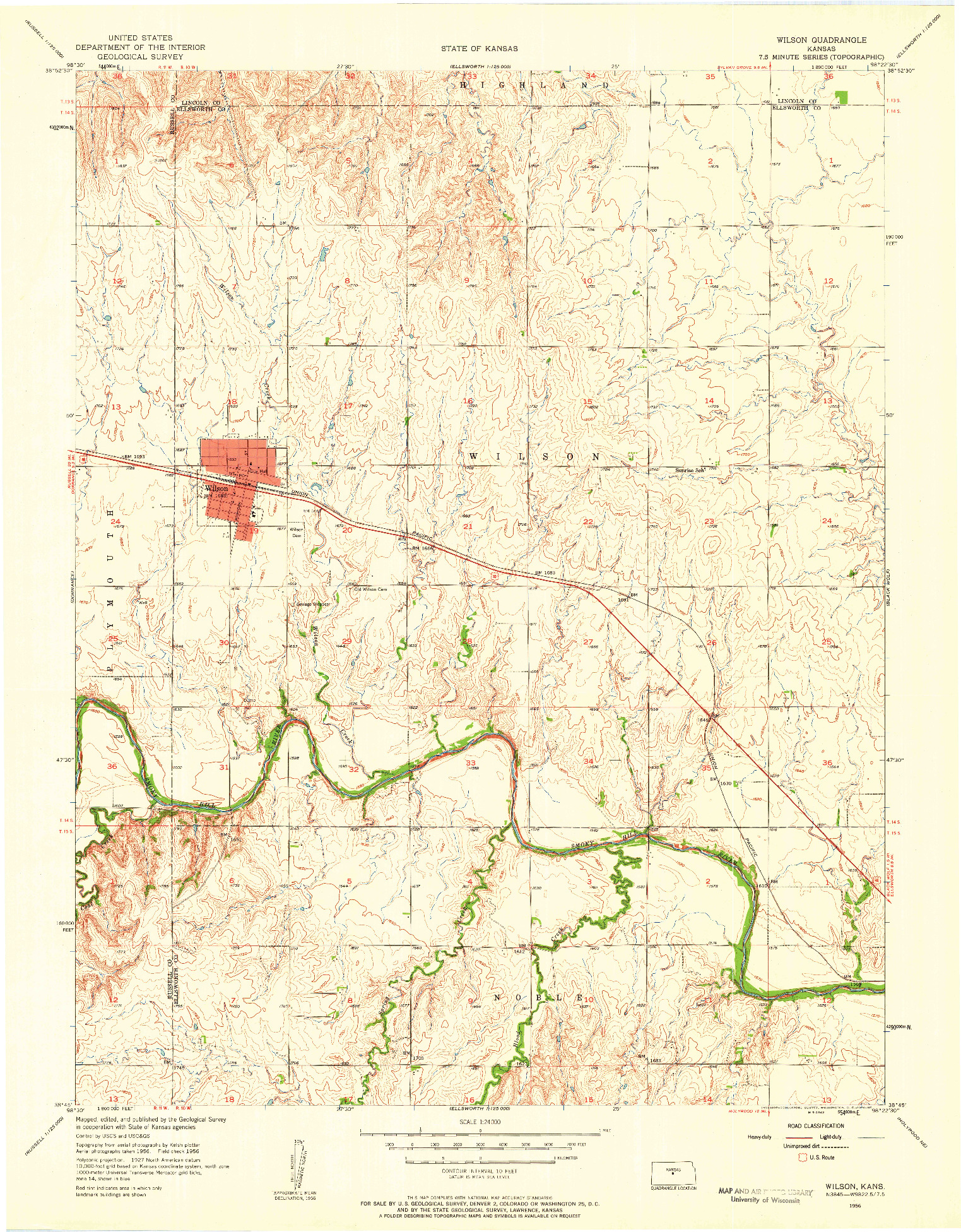 USGS 1:24000-SCALE QUADRANGLE FOR WILSON, KS 1956